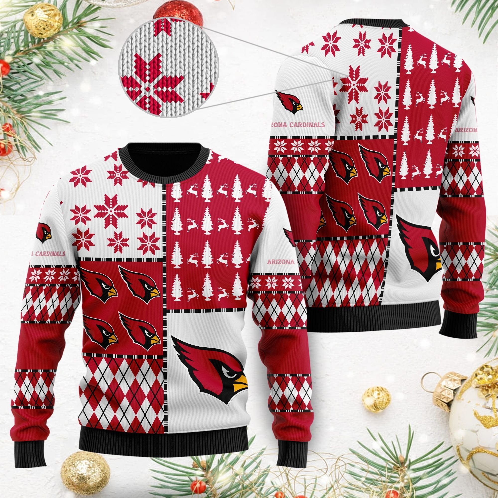 Arizona Cardinals Ugly Christmas Sweater Adult 3D Funny Matching for family