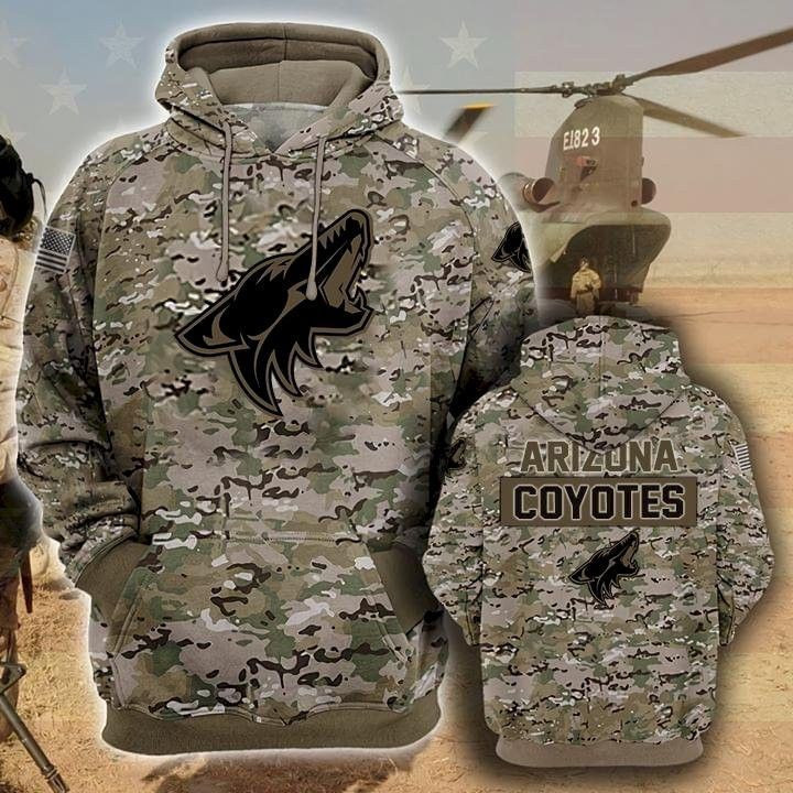 Arizona Coyotes Camouflage Veteran 3D All Over Print Hoodie, Zip Hoodie
