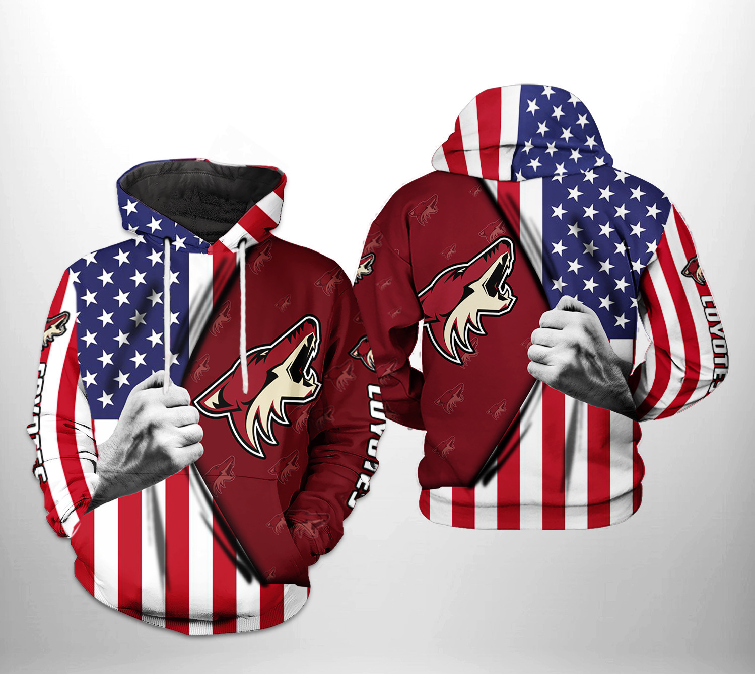 Arizona Coyotes NHL US FLag 3D All Over Print Hoodie, Zip Hoodie