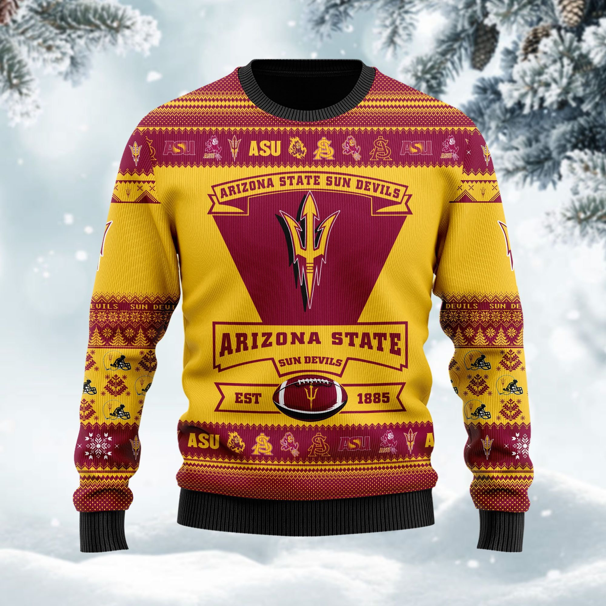 Arizona State Sun Devils Football Team Logo Personalized Ugly Christmas Sweater Adult 3D Funny Matching for family - Image 2