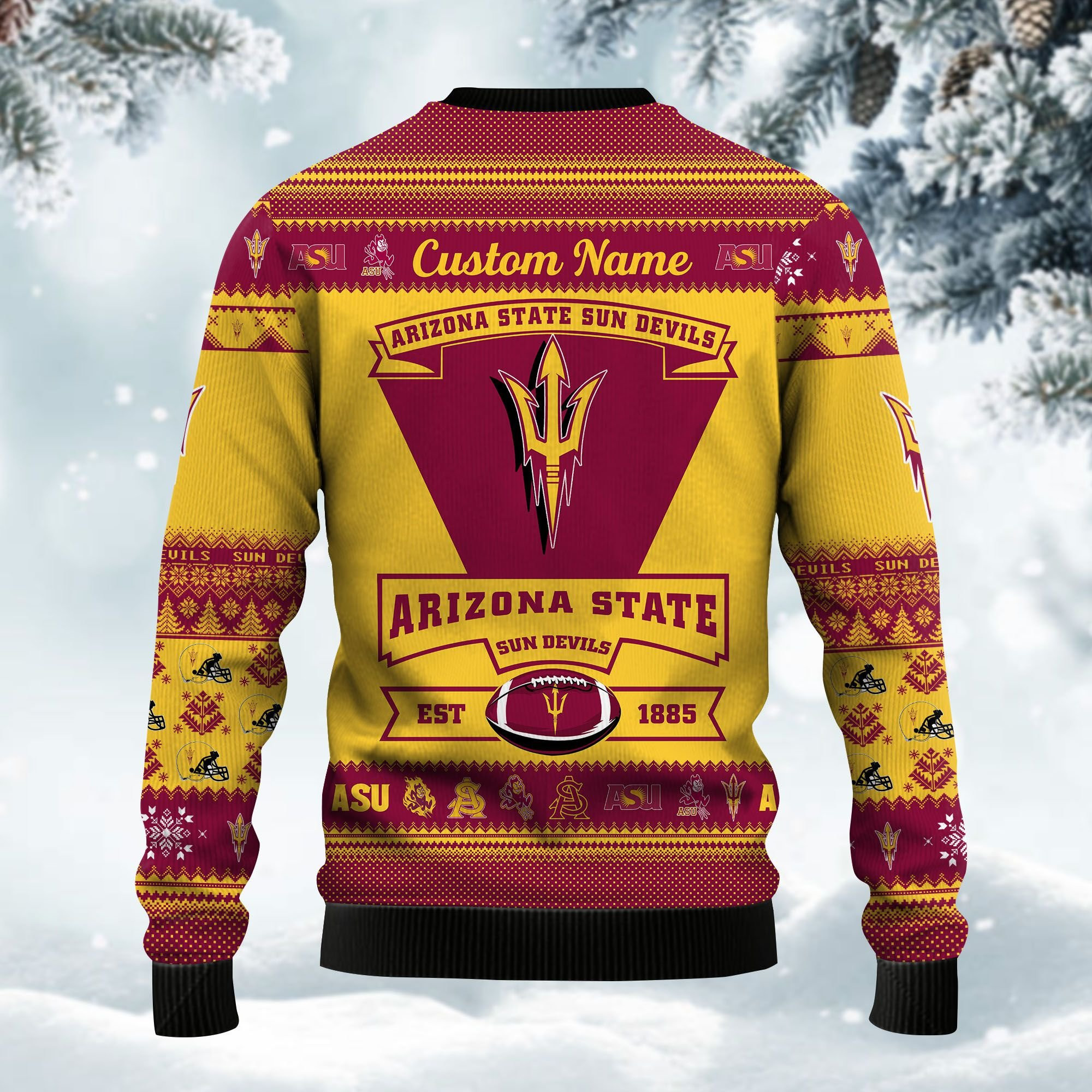 Arizona State Sun Devils Football Team Logo Personalized Ugly Christmas Sweater Adult 3D Funny Matching for family - Image 3