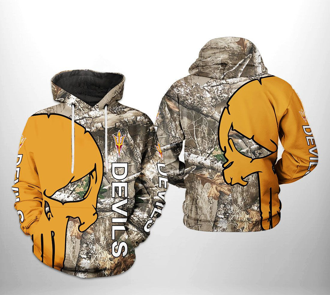 Arizona State Sun Devils NCAA Camo Veteran Hunting 3D All Over Print Hoodie, Zip Hoodie