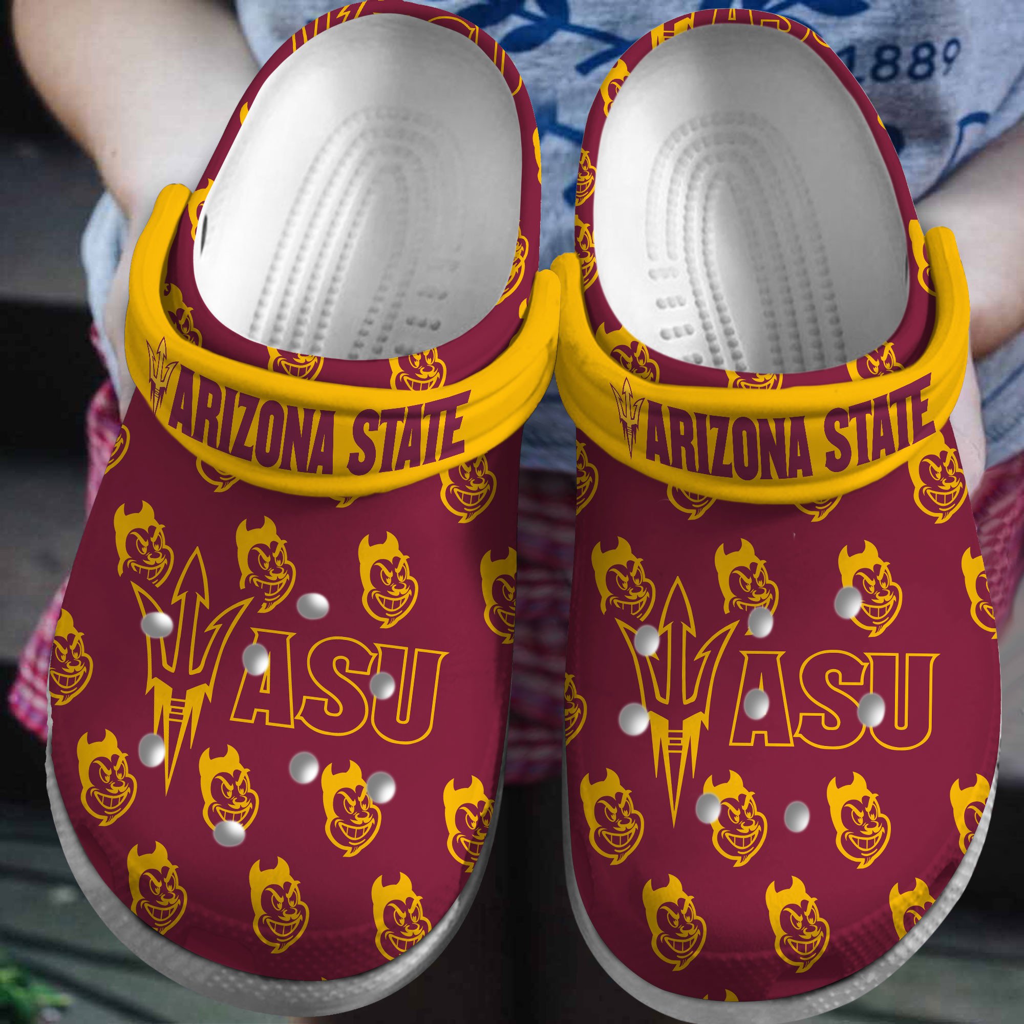 Arizona State Sun Devils NCAA Sport Crocs Crocband Clogs Shoes Comfortable For Men Women and Kids