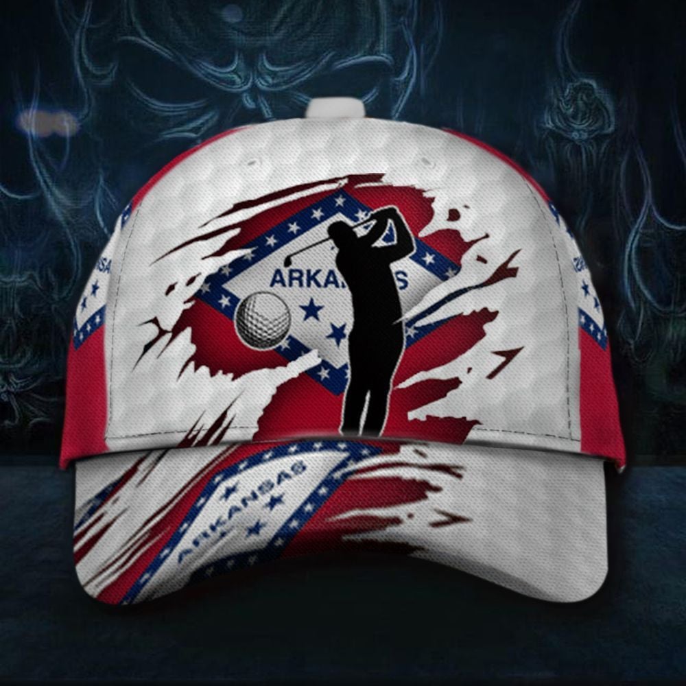 Arkansas Flag Golfer Hat State Flag Golf Hats For Men Golf Lovers Gift Trucker Hats Custom Hats Gifts For Men & Women