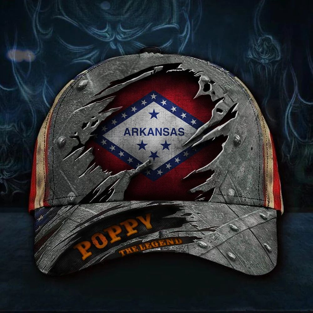 Arkansas Poppy The Legend Hat Vintage USA Flag Cap Unique Father's Day Gift Ideas Trucker Hats Custom Hats Gifts For Men & Women