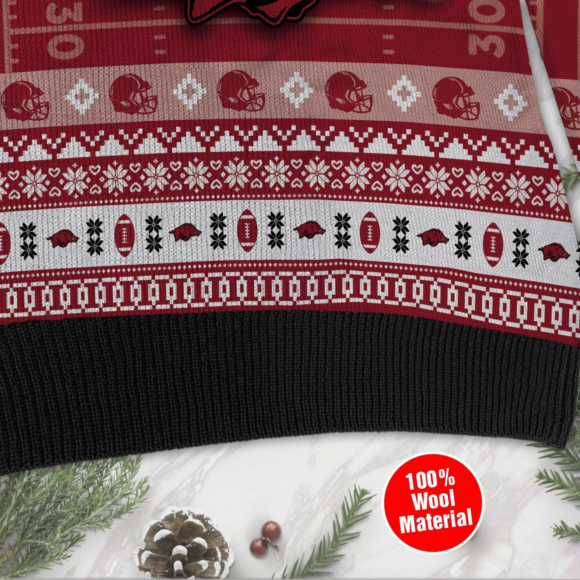 Arkansas Razorbacks Custom Name & Number Personalized Ugly Christmas Sweater Adult 3D Funny Matching for family - Image 3