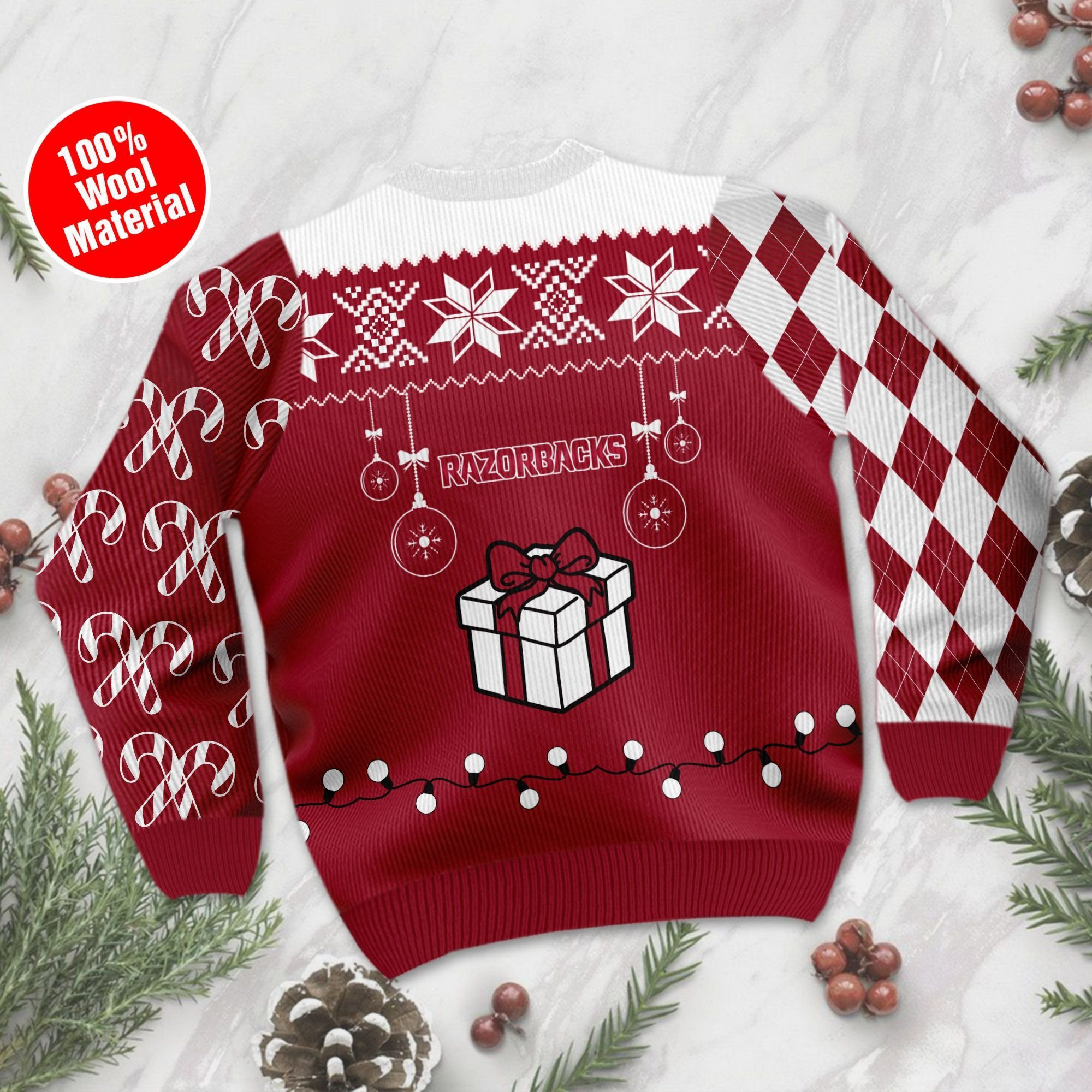 Arkansas Razorbacks Funny Ugly Christmas Sweater Adult 3D Funny Matching for family - Image 3