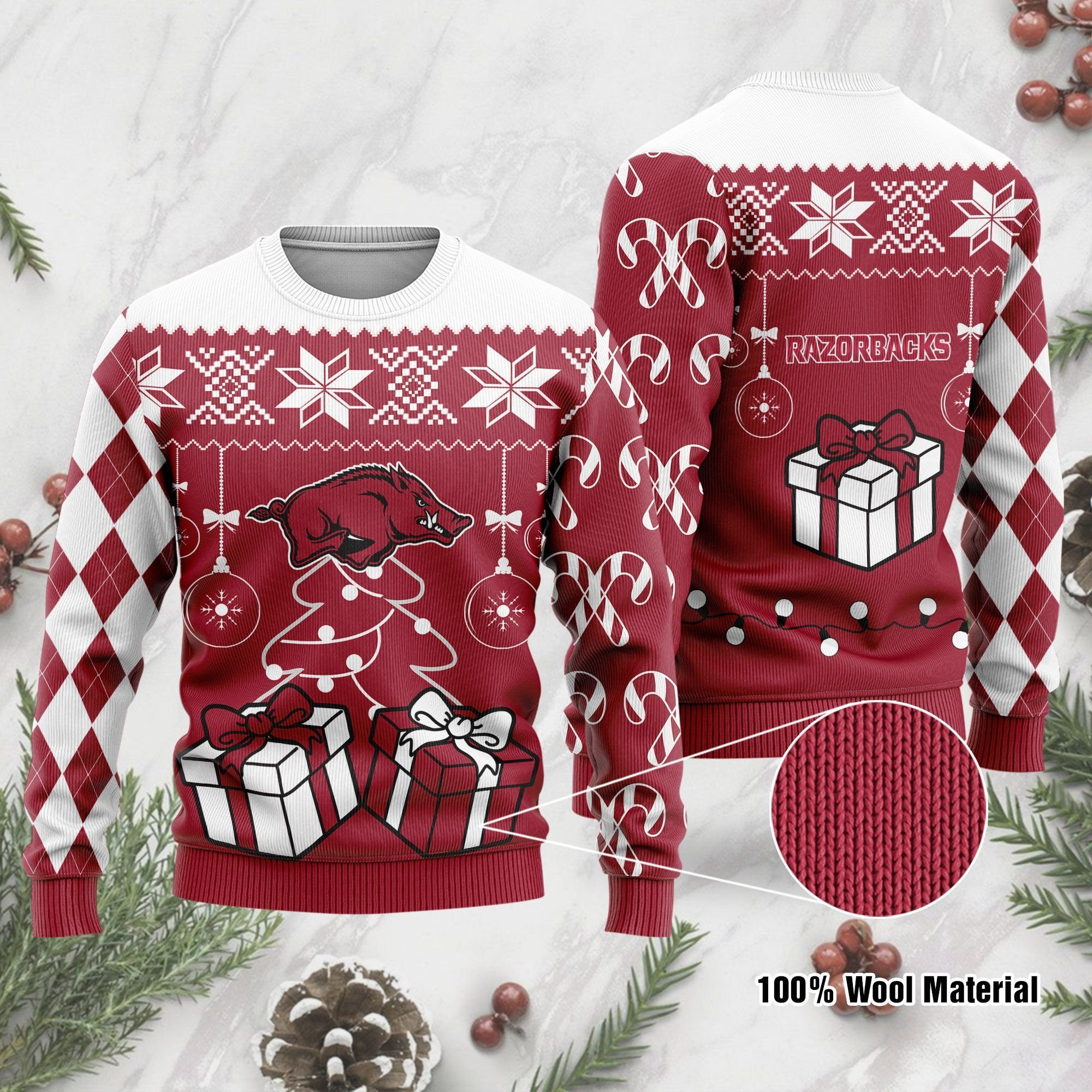 Arkansas Razorbacks Funny Ugly Christmas Sweater Adult 3D Funny Matching for family