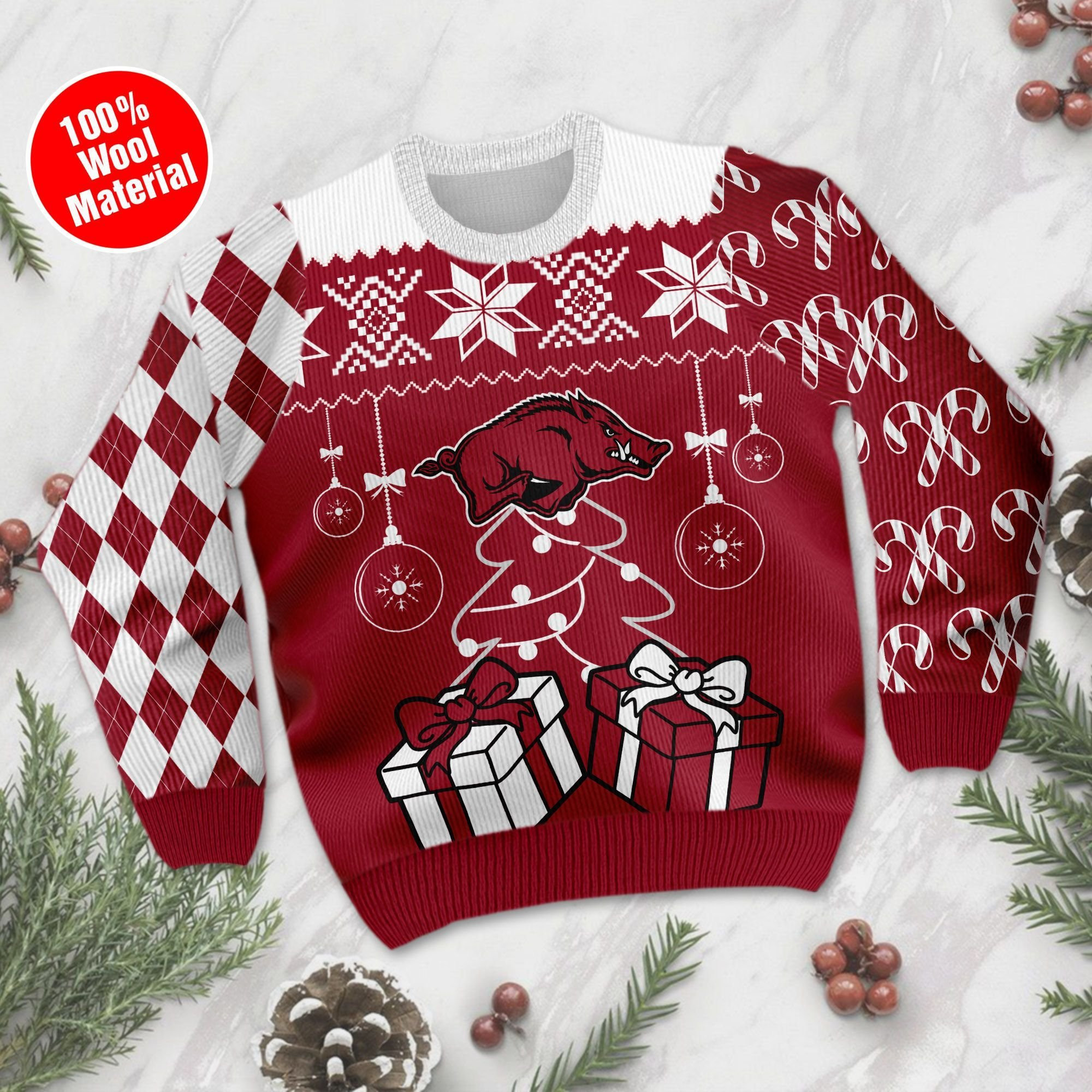 Arkansas Razorbacks Funny Ugly Christmas Sweater Adult 3D Funny Matching for family - Image 2