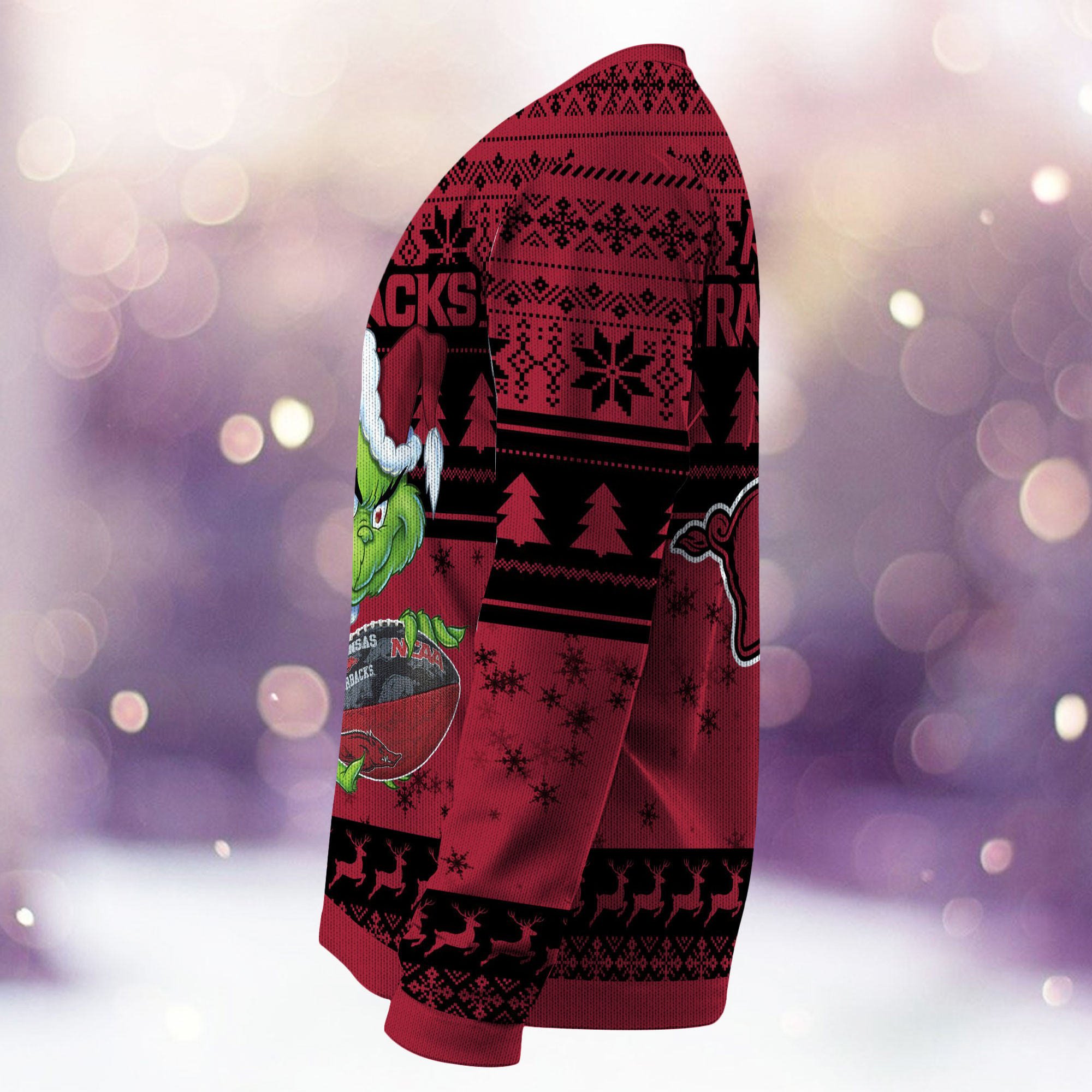 Arkansas Razorbacks Grinch Ugly Christmas Sweater Adult 3D Funny Matching for family - Image 4
