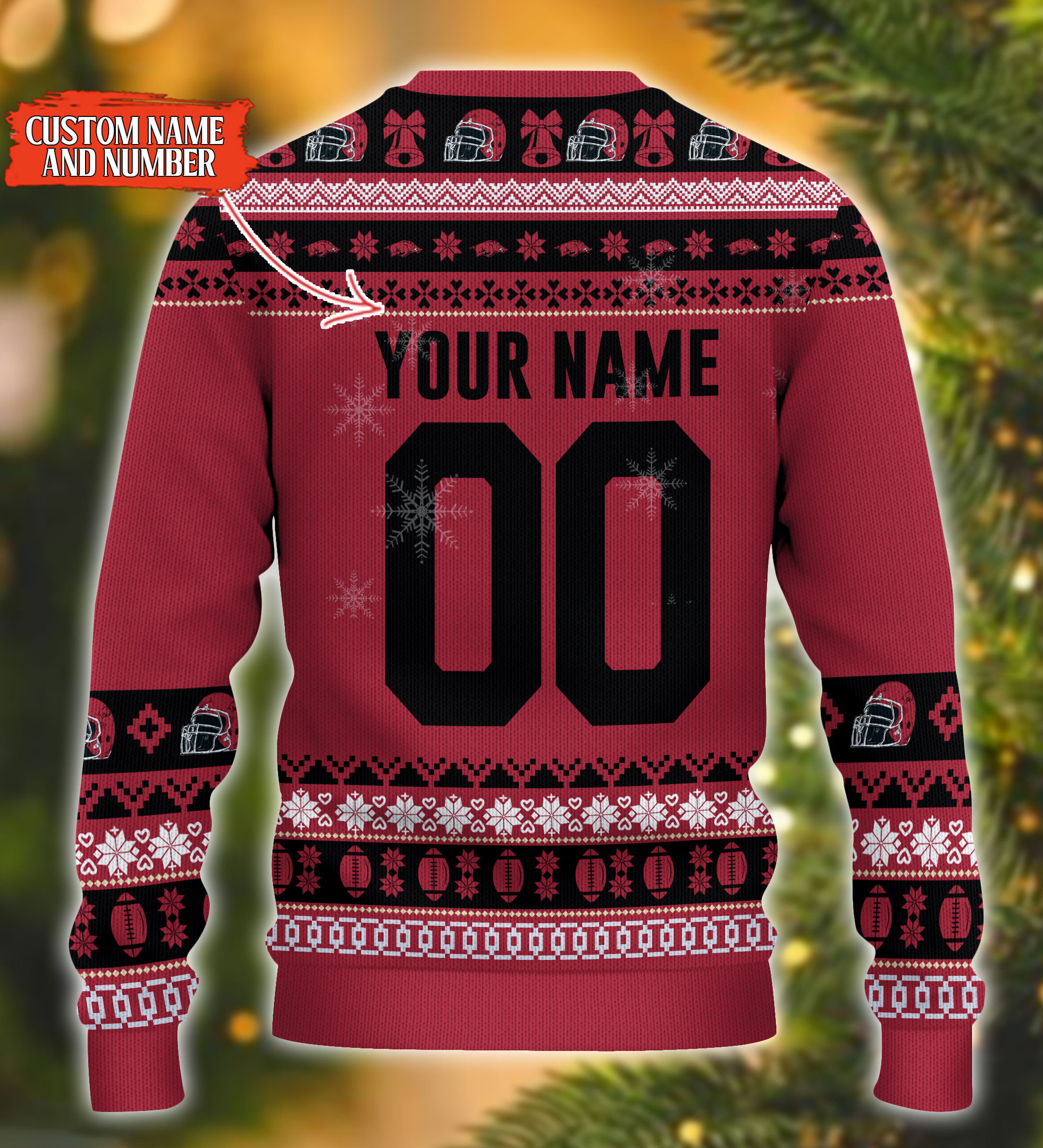 Arkansas Razorbacks Mickey Ugly Christmas Sweater Adult 3D Funny Matching for family - Image 3