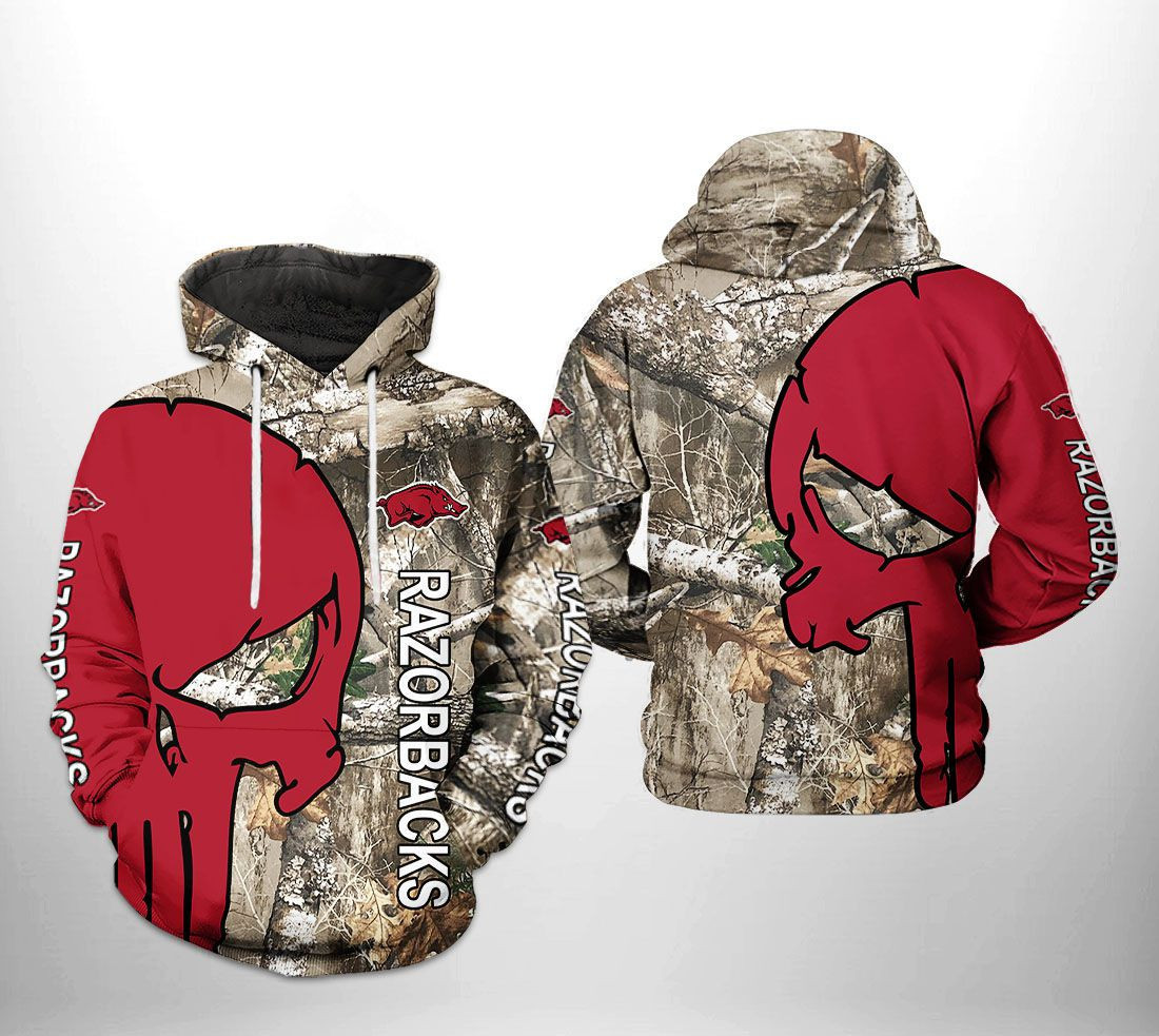 Arkansas Razorbacks NCAA Camo Veteran Hunting 3D All Over Print Hoodie, Zip Hoodie