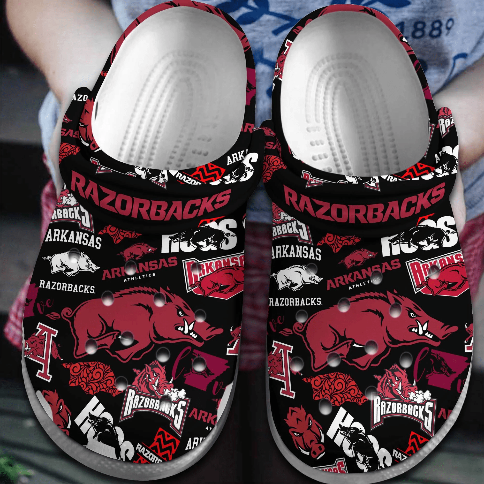 Arkansas Razorbacks NCAA Sport Crocs Crocband Clogs Shoes Comfortable For Men Women and Kids