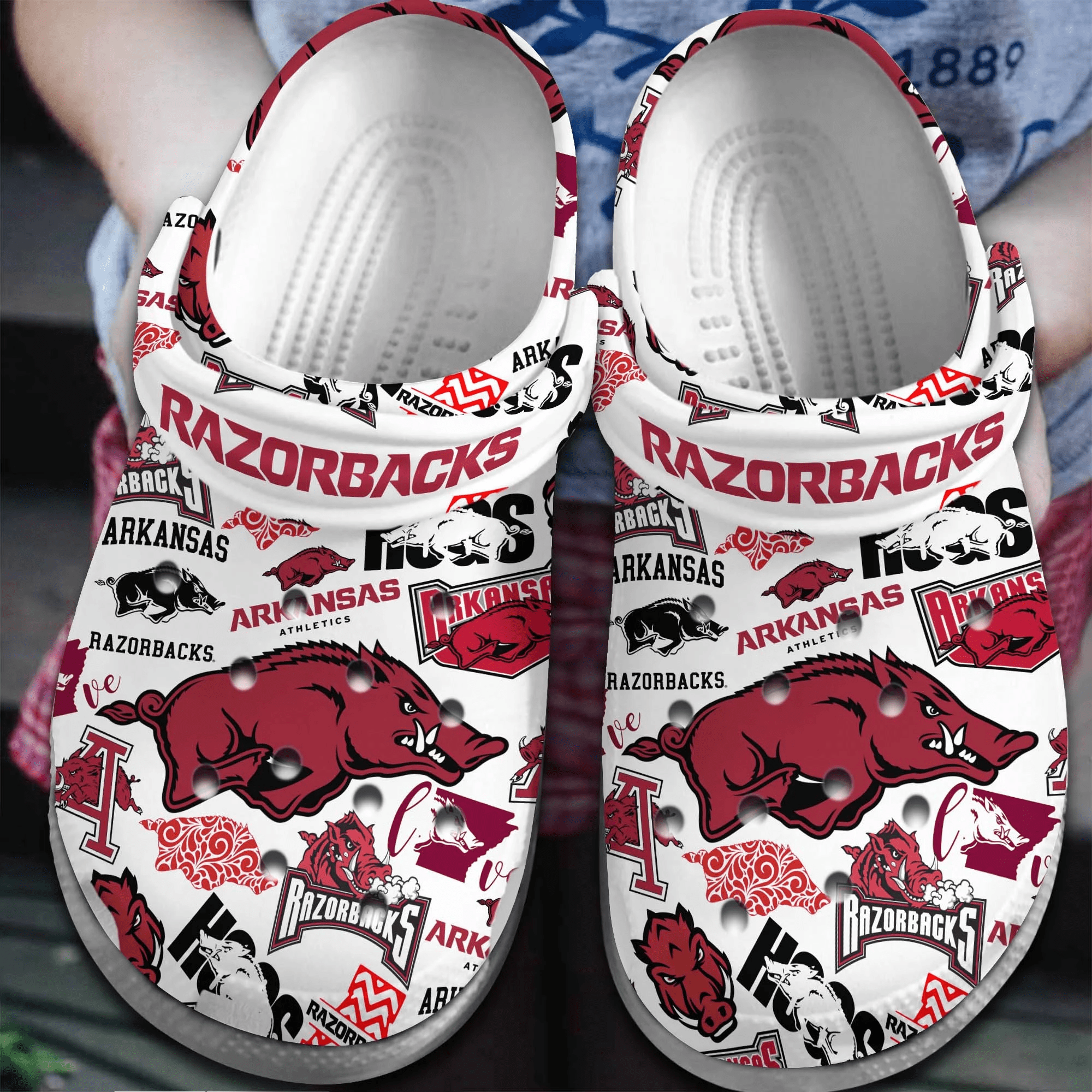 Arkansas Razorbacks NCAA Sport Crocs Crocband Clogs Shoes Comfortable For Men Women and Kids