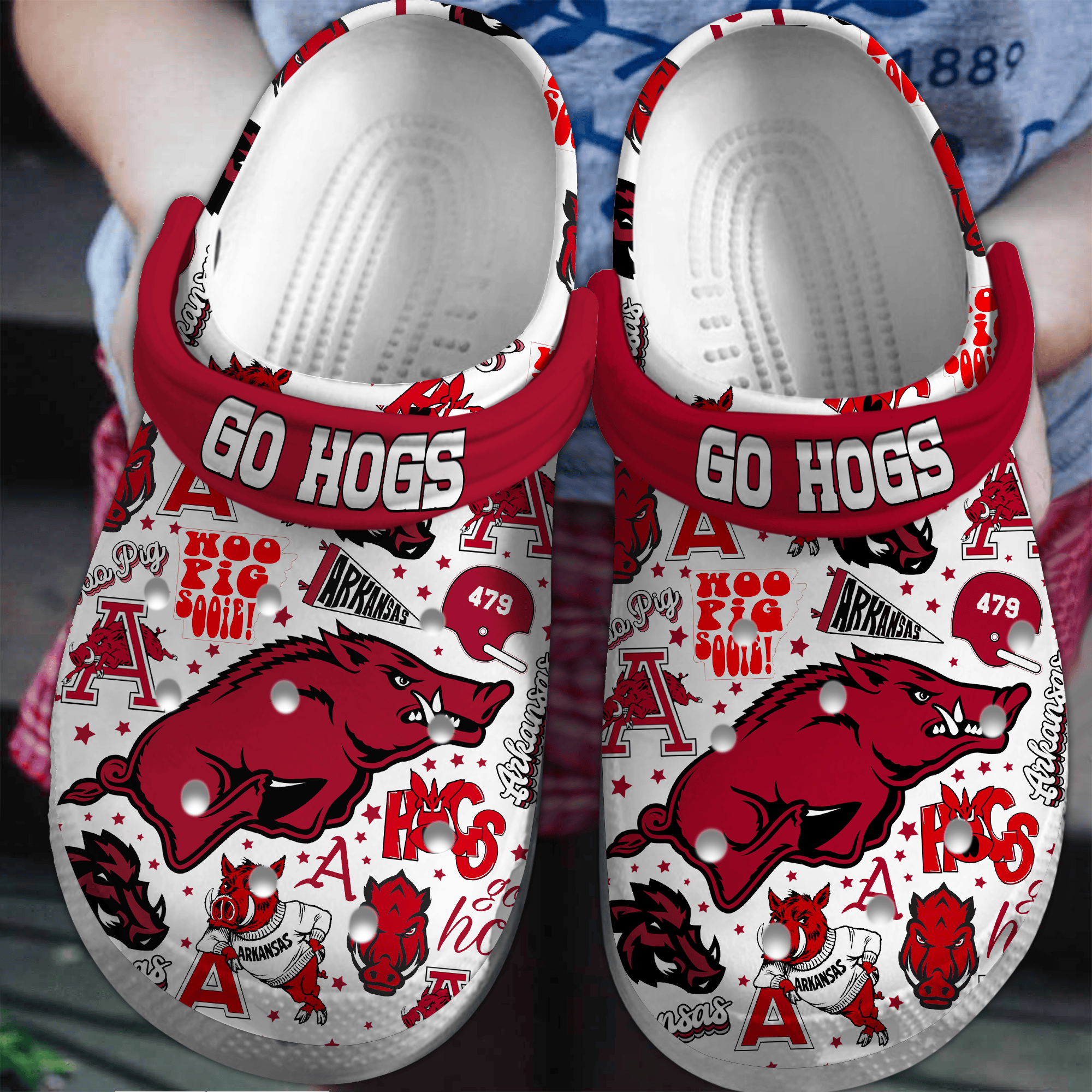 Arkansas Razorbacks NCAA Sport Crocs Crocband Clogs Shoes Comfortable For Men Women and Kids