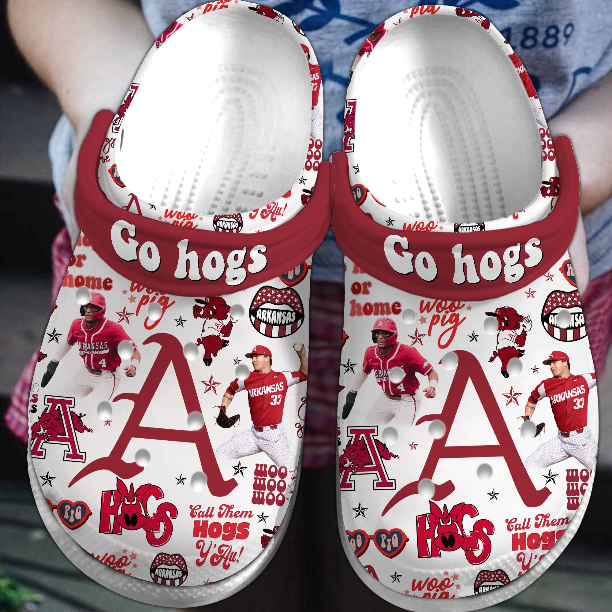 Arkansas Razorbacks NCAA Sport Crocs Crocband Clogs Shoes Comfortable For Men Women and Kids