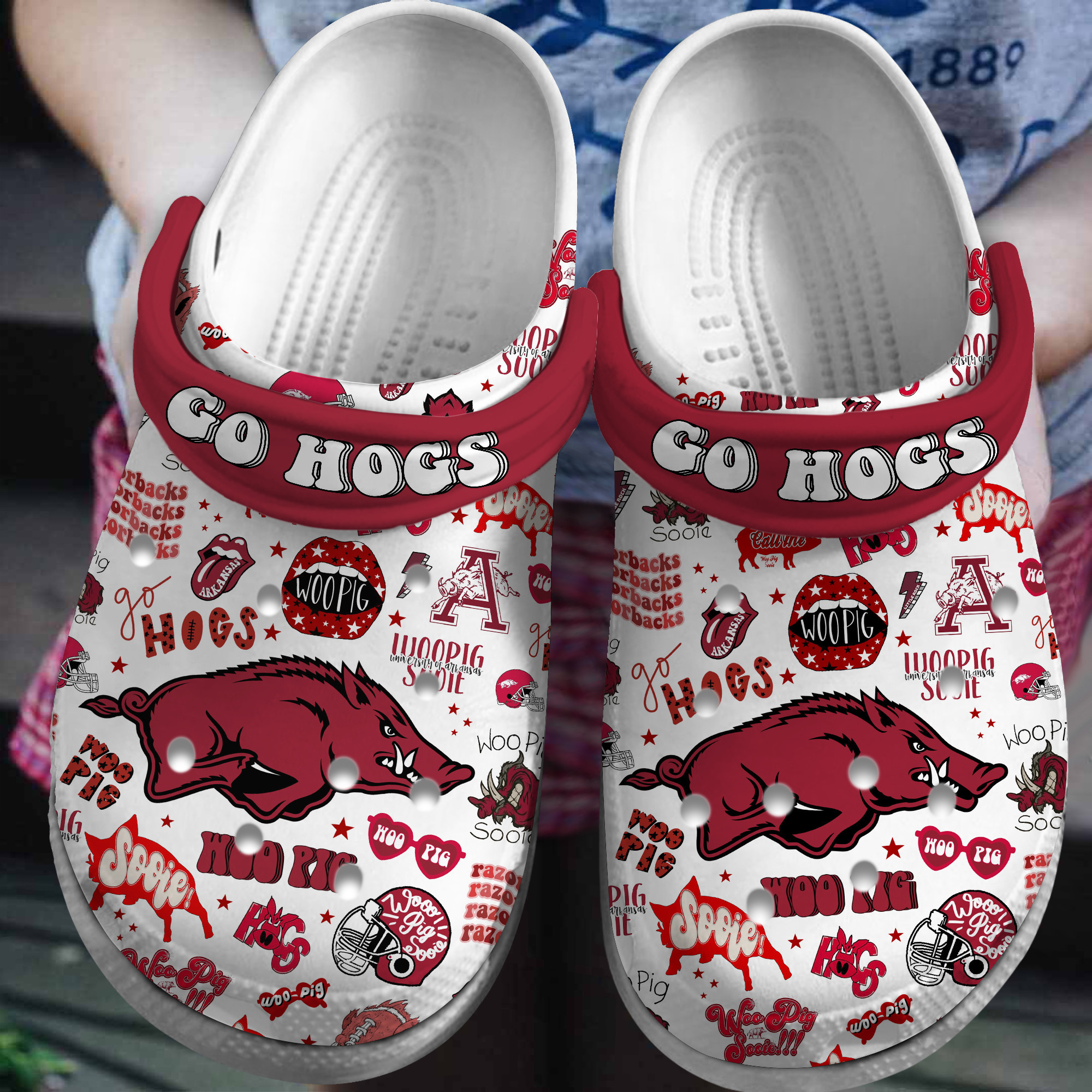 Arkansas Razorbacks NCAA Sport Crocs Crocband Clogs Shoes Comfortable For Men Women and Kids