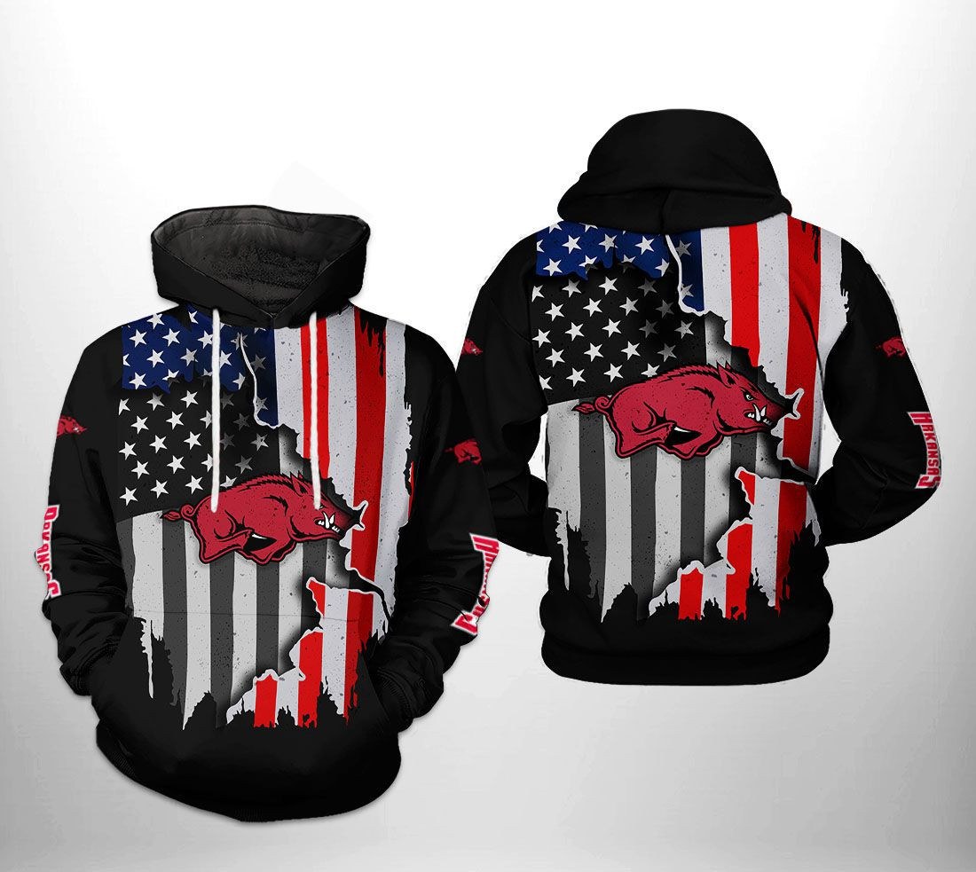 Arkansas Razorbacks NCAA US Flag 3D All Over Print Hoodie, Zip Hoodie