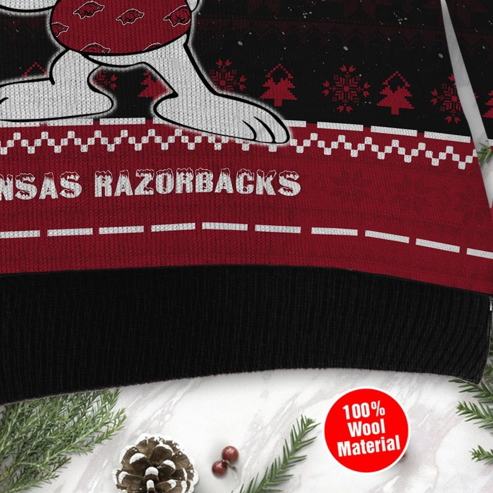Arkansas Razorbacks Snoopy Dabbing Holiday Party Ugly Christmas Sweater Adult 3D Funny Matching for family - Image 4