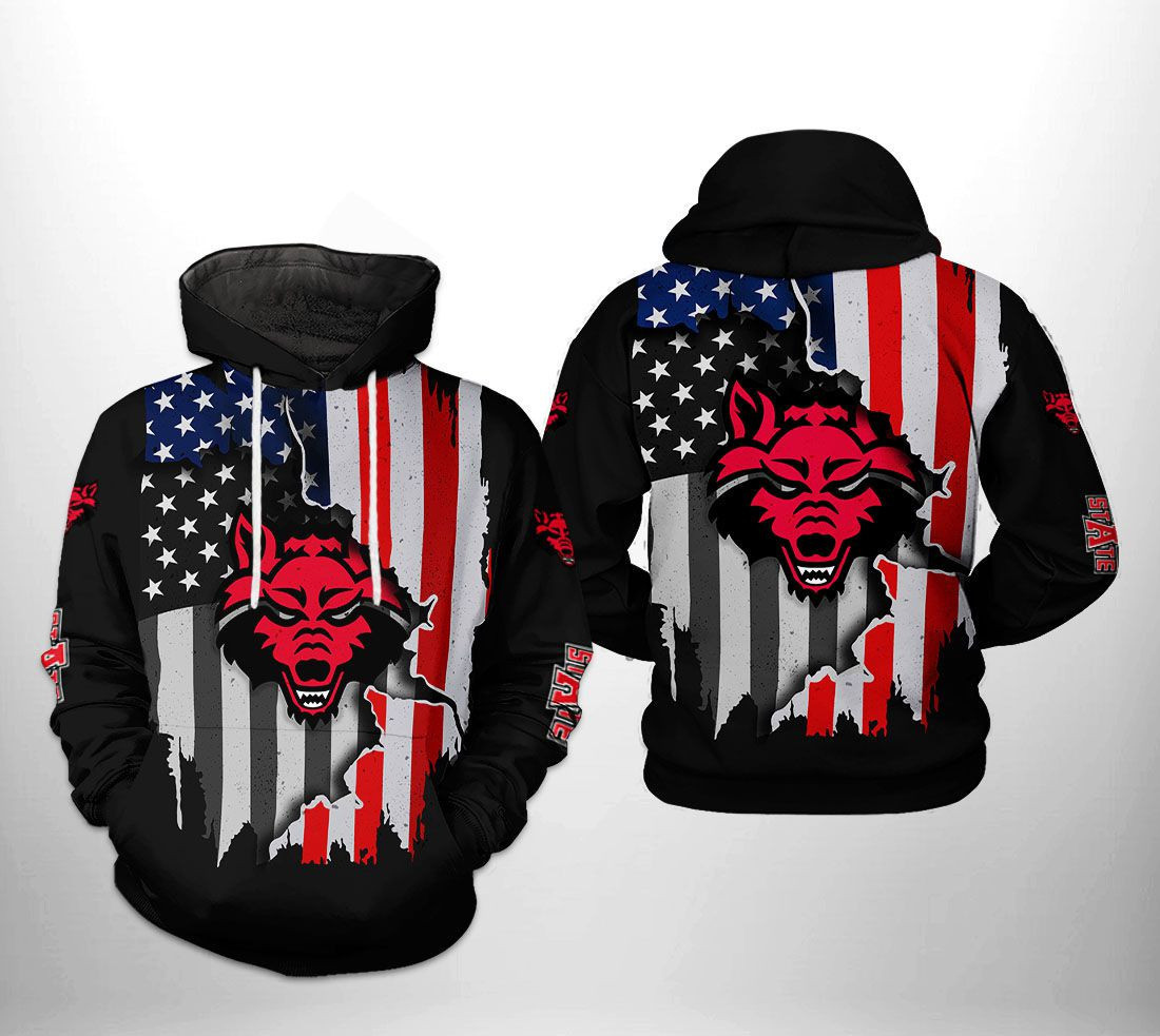 Arkansas State Red Wolfs NCAA US Flag 3D All Over Print Hoodie, Zip Hoodie