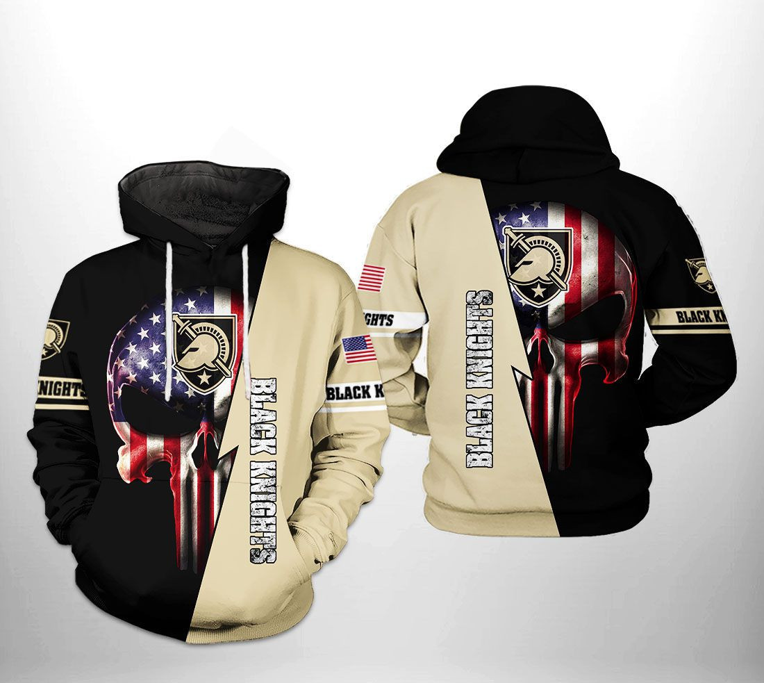 Army Black Knights NCAA US Flag Skull 3D All Over Print Hoodie, Zip Hoodie