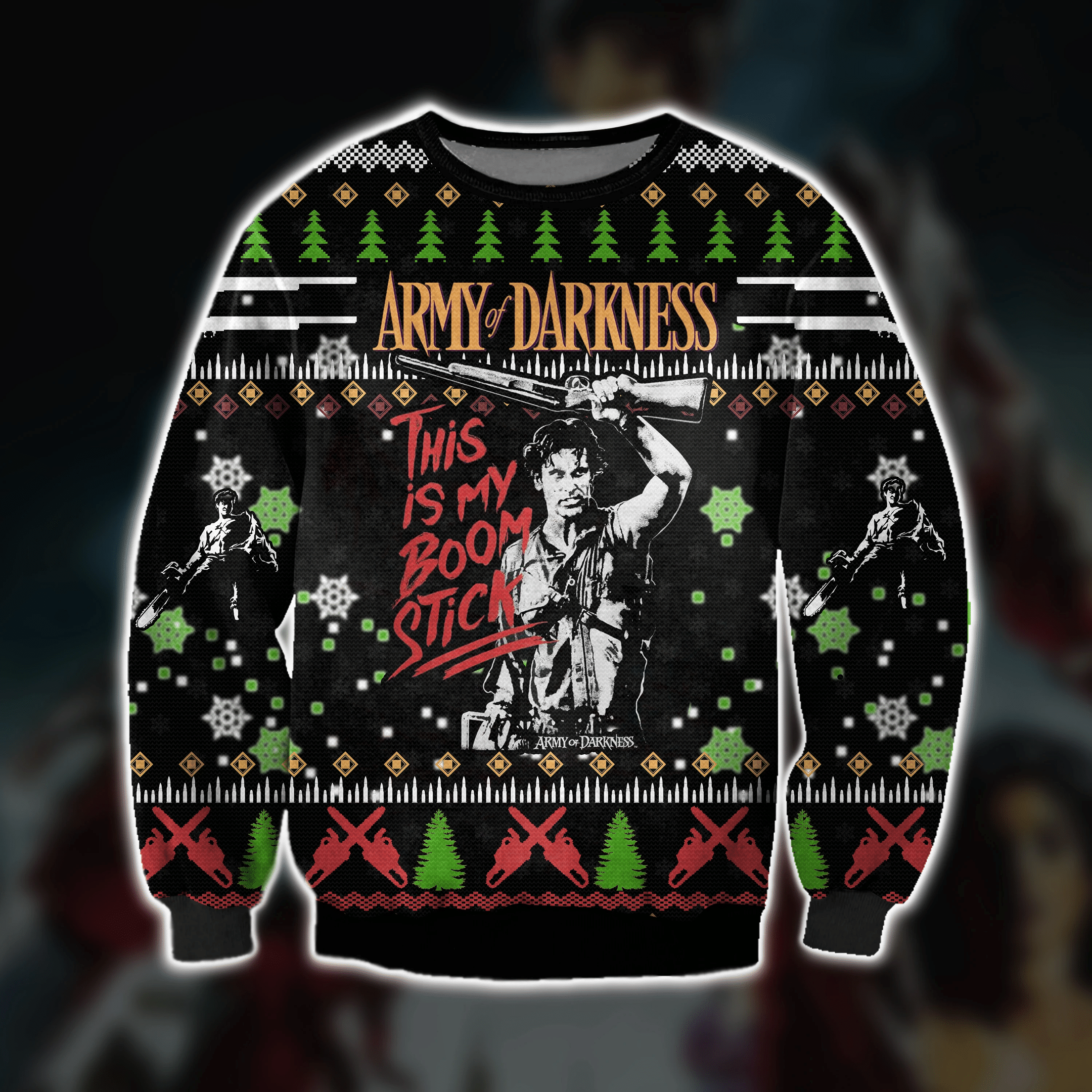 Army Of Darkness 3D Print Ugly Christmas Sweater Adult 3D Funny Matching for family