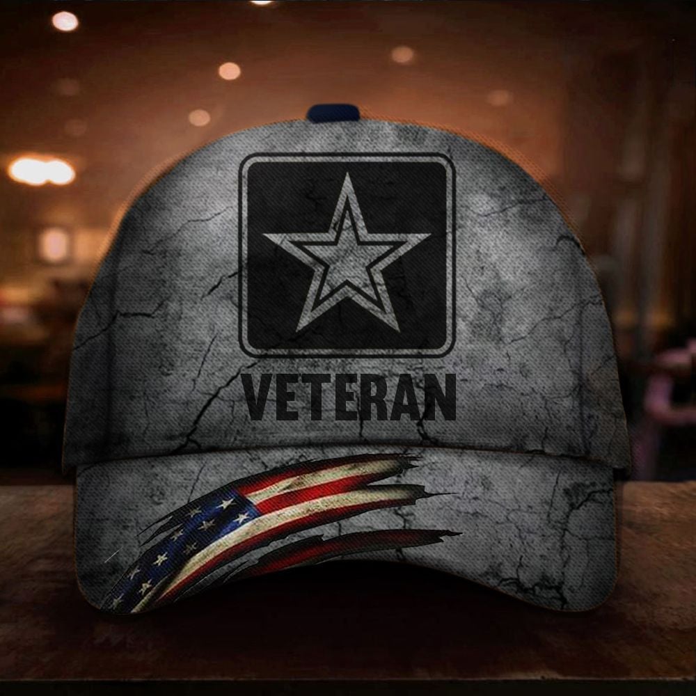 Army Veteran Hat Vintage American Flag Cap Unique Proud Of US Army Veteran Gift Trucker Hats Custom Hats Gifts For Men & Women