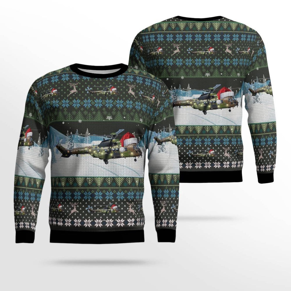 Arospatiale AS 532UL Super Puma 2 French Army Christmas AOP Ugly Sweater Xmas Unisex Sweater Christmas Gifts for Men Women