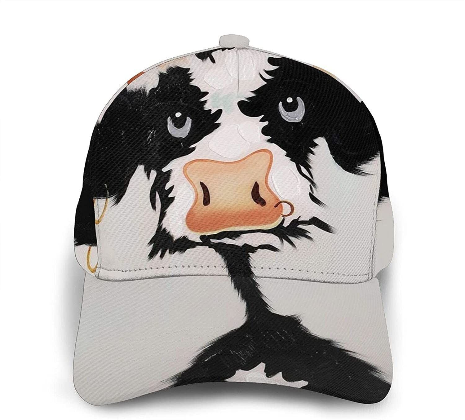 Art Cow Print Casual Baseball 3D Cap Adjustable Twill Sports Dad Hats For Unisex Trucker Hats Custom Hats Gifts For Men & Women