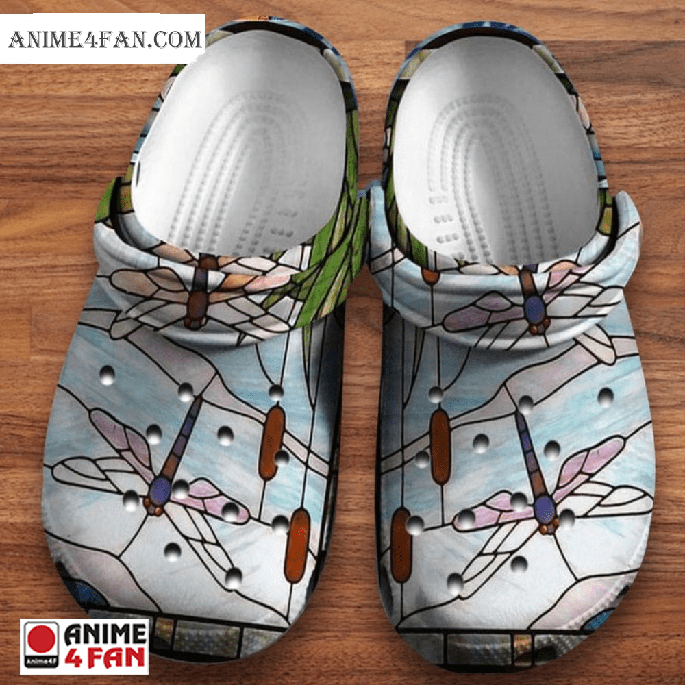Art Glass Dragonfly Crocs Crocband Clogs Shoes Comfortable For Men Women and Kids