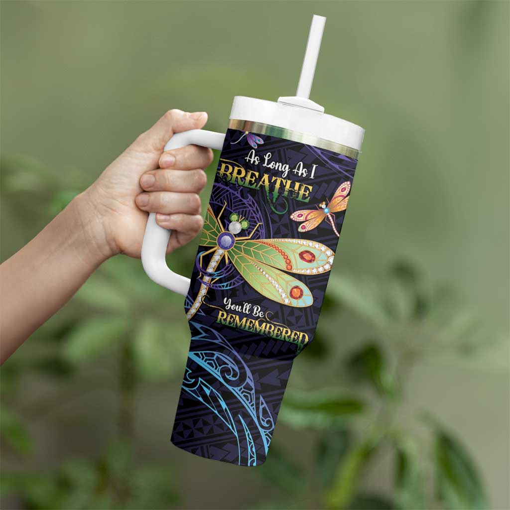 As Long As I Breathe You’ll Be Remembered Dragonflies Memorial Polynesian Custom Stanley Cup 40 oz 30 oz Tumbler With HandleTVC2301361 - Image 3