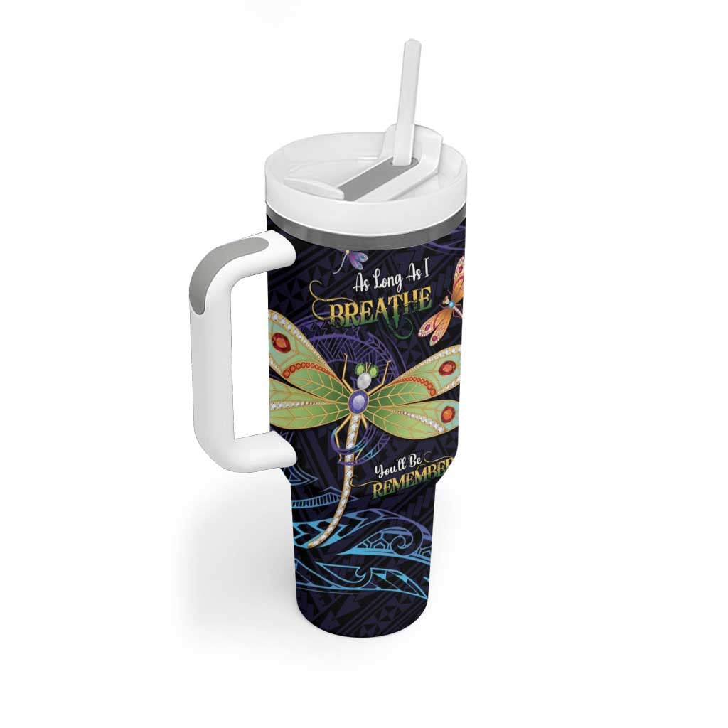 As Long As I Breathe You’ll Be Remembered Dragonflies Memorial Polynesian Custom Stanley Cup 40 oz 30 oz Tumbler With HandleTVC2301361 - Image 2