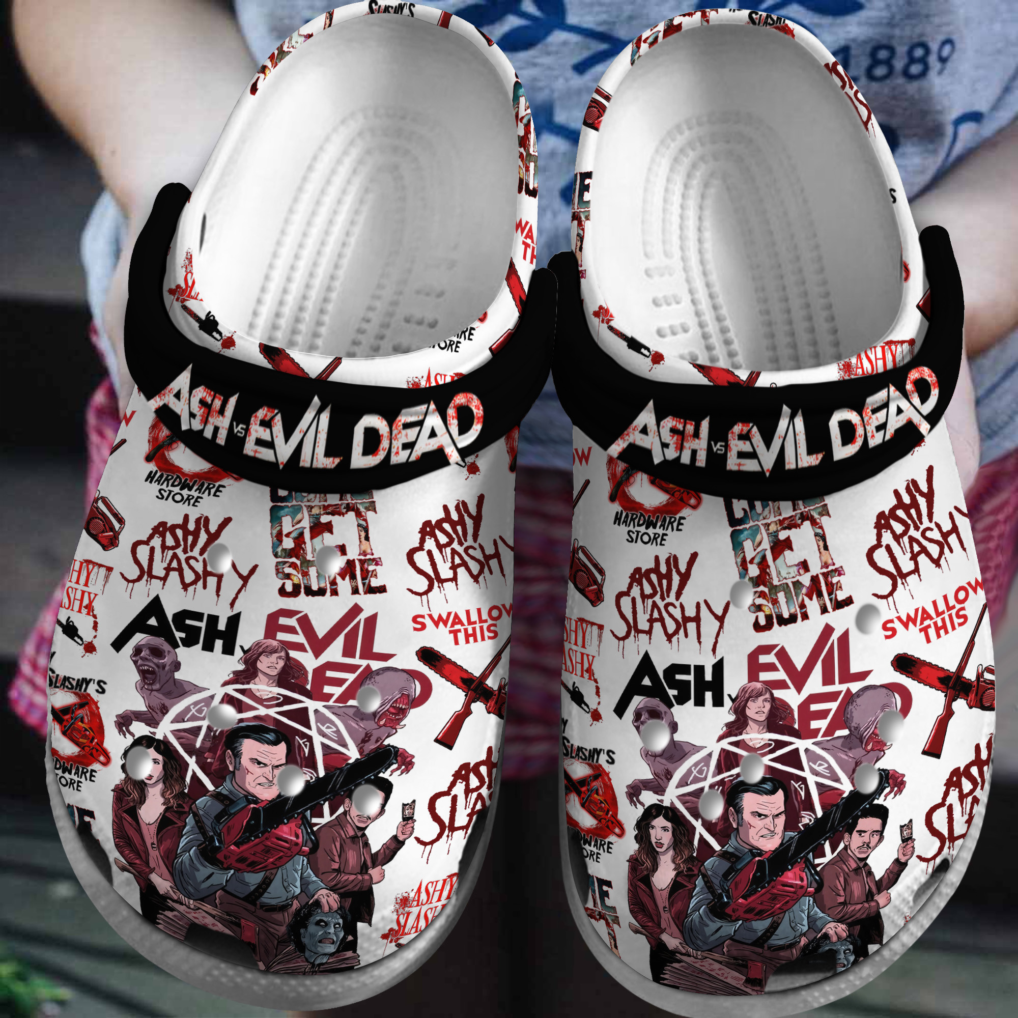 Ash And Evil Dead TV Series Crocs Crocband Clogs Shoes Comfortable For Men Women and Kids