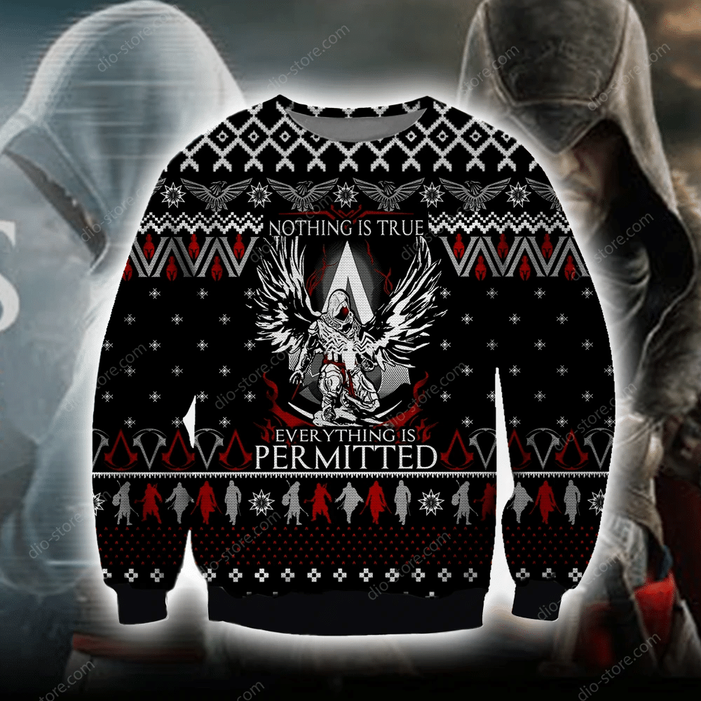 Assassin'S Creed Knitting Pattern 3D Print Ugly Christmas Sweater Adult 3D Funny Matching for family