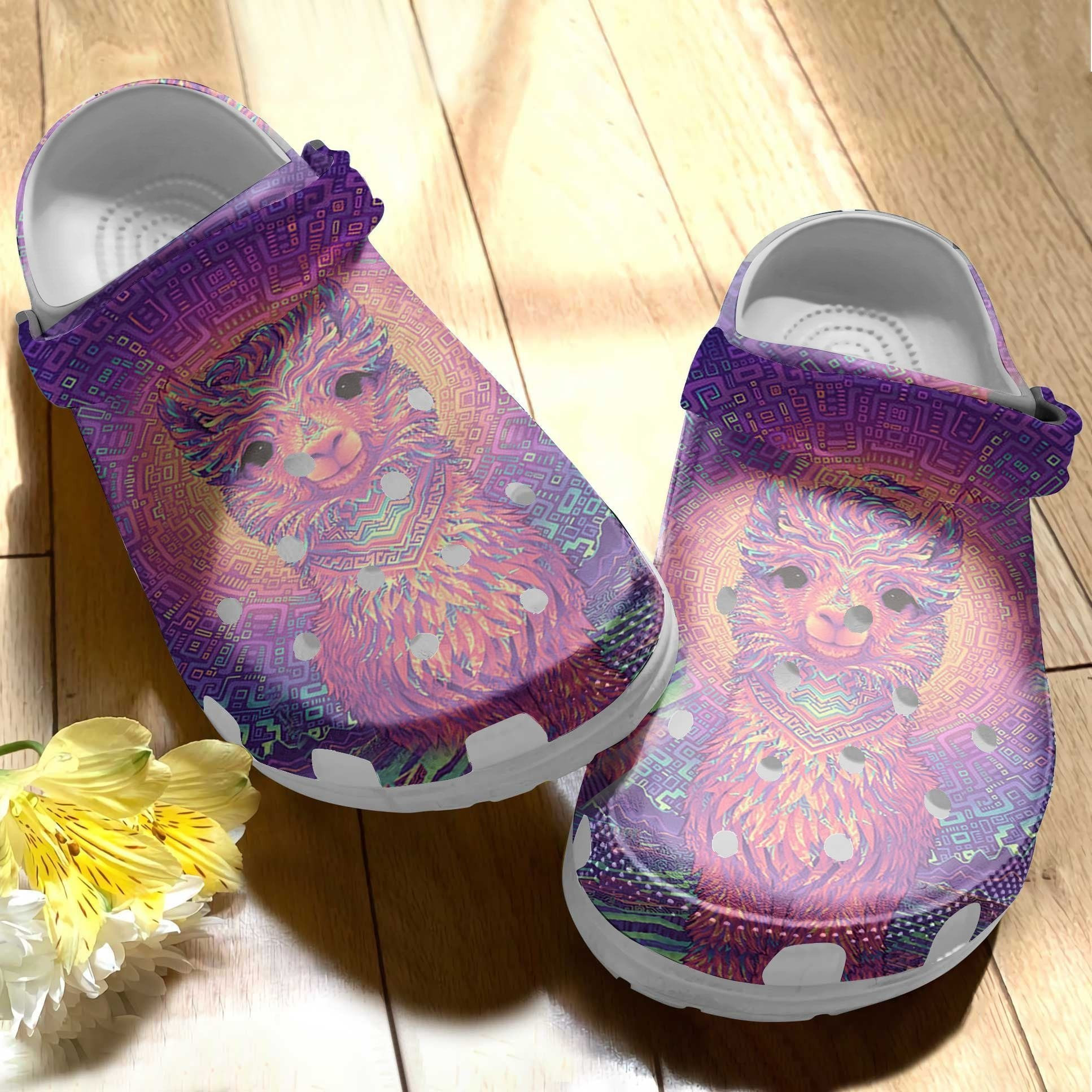 Astral Alpaca Shoes - Animal Art Clog Gift