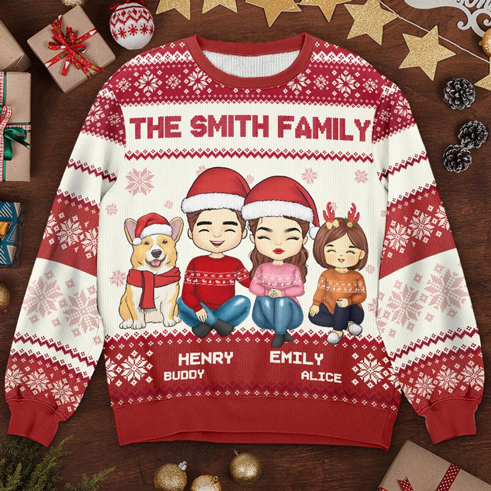 At Christmas All Roads Lead Home - Family Personalized Ugly Sweatshirt - Christmas Gift For Family Members