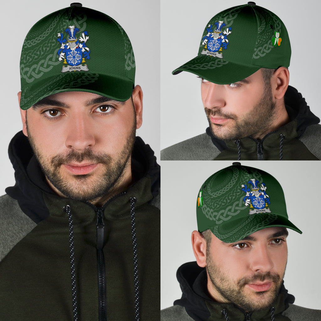 Atkins Coat Of Arms - Irish Family Crest St Patrick's Day Hat Classic Cap Trucker Hats Custom Hats Gifts For Men & Women