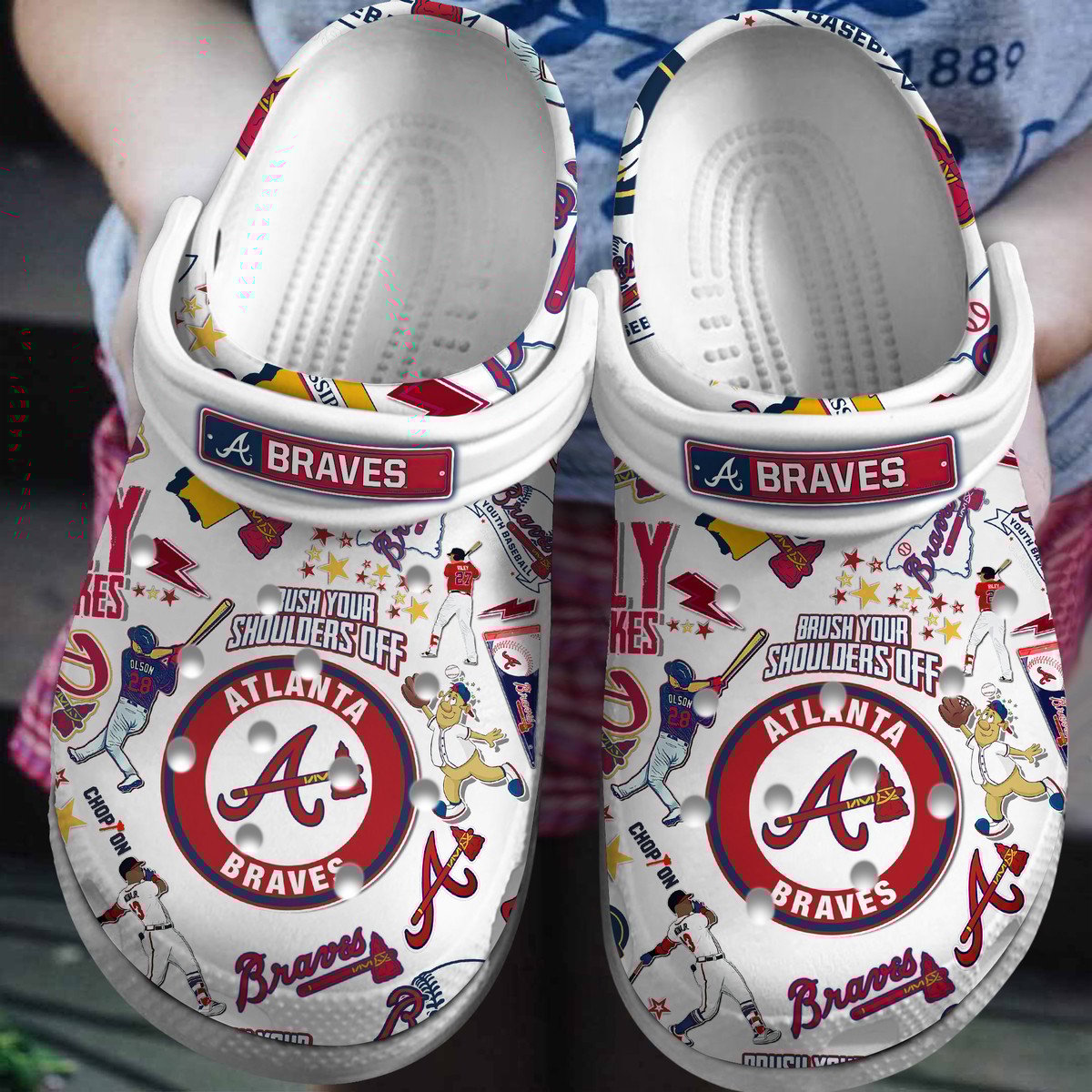 Atlanta Braves Baseball team MLB Sport Custom Name Crocs Clogs Crocband Shoes Comfortable For Men Women and Kids