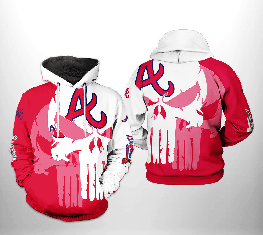 Atlanta Braves MLB Skull 3D All Over Print Hoodie, Zip Hoodie