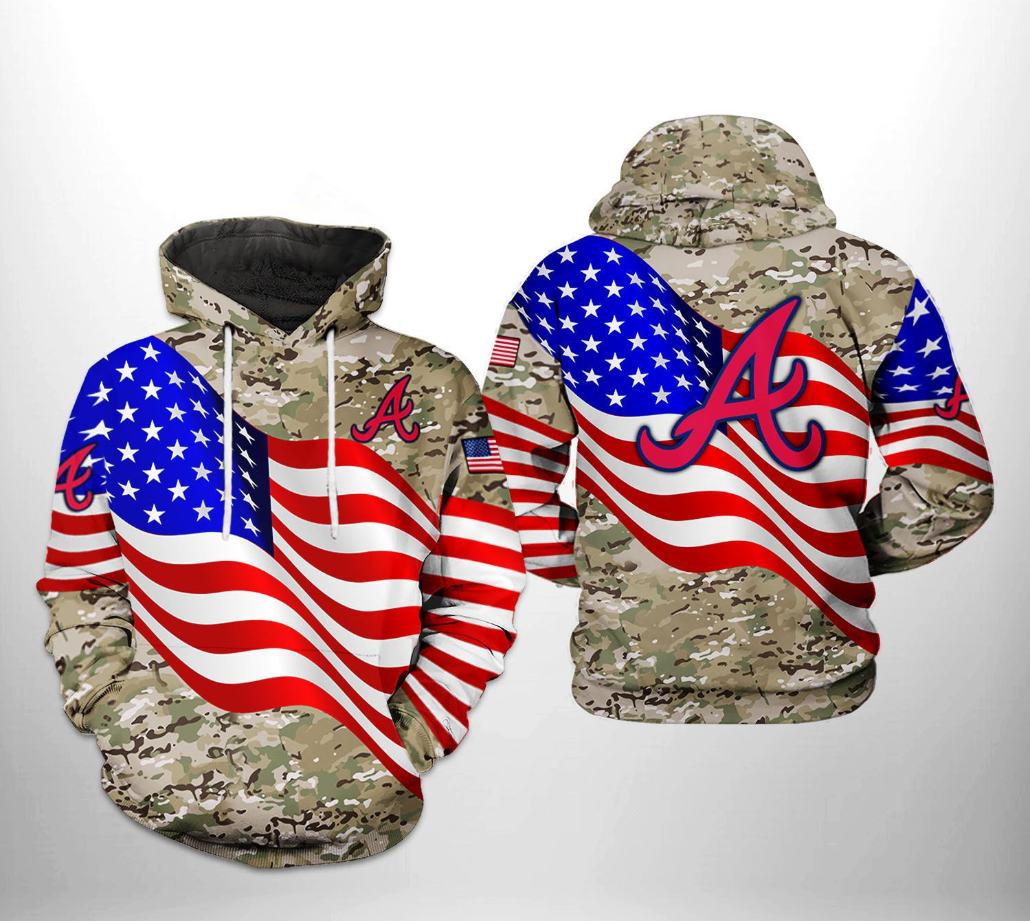 Atlanta Braves MLB US Flag Camo Veteran 3D All Over Print Hoodie, Zip Hoodie