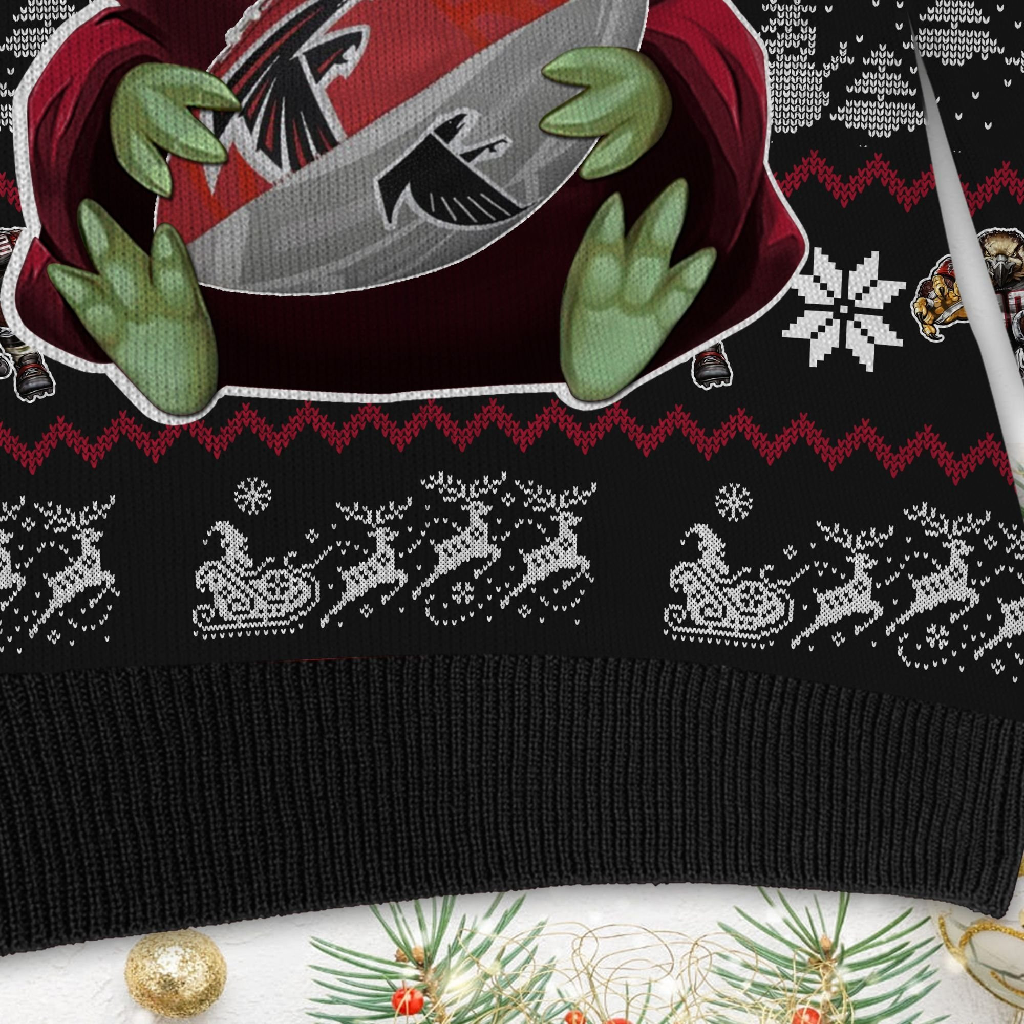 Atlanta Falcons Baby Yoda Ugly Christmas Sweater Adult 3D Funny Matching for family - Image 5