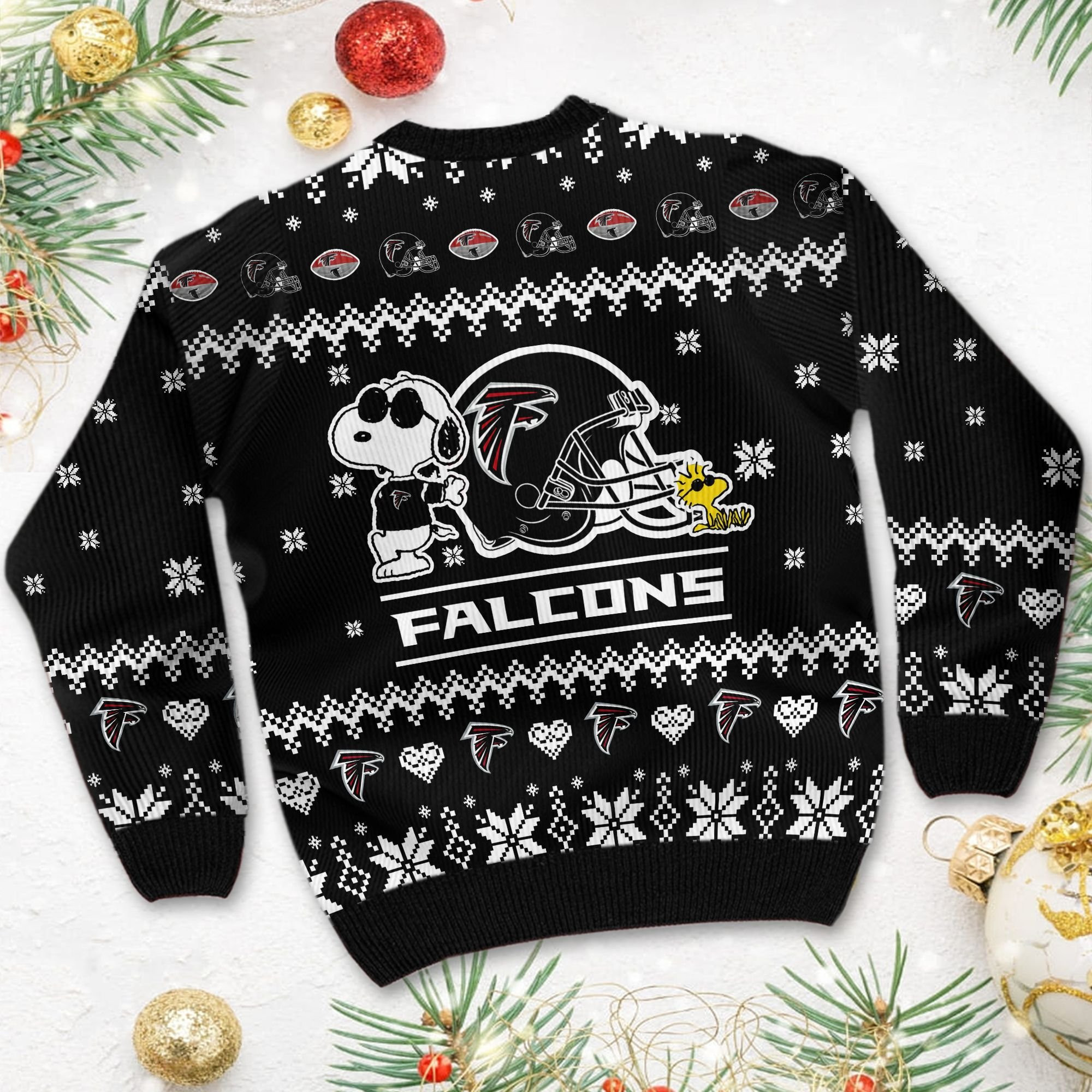 Atlanta Falcons Cute The Snoopy Show Football Helmet 3D Ugly Christmas Sweater Adult 3D Funny Matching for family - Image 3