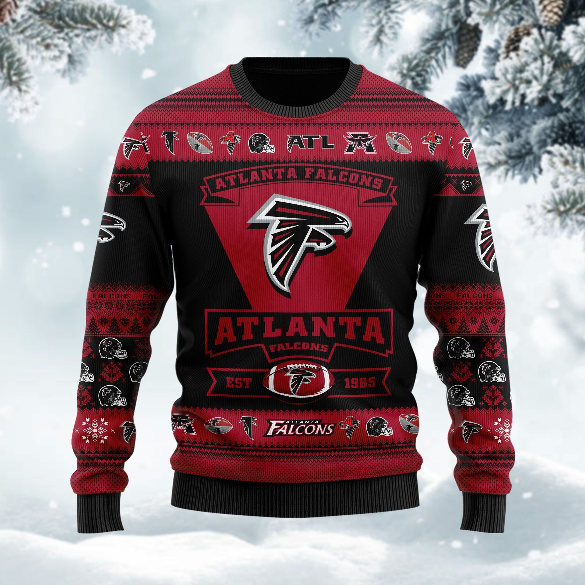 Atlanta Falcons Football Team Logo Custom Name Personalized Ugly Christmas Sweater Adult 3D Funny Matching for family - Image 3