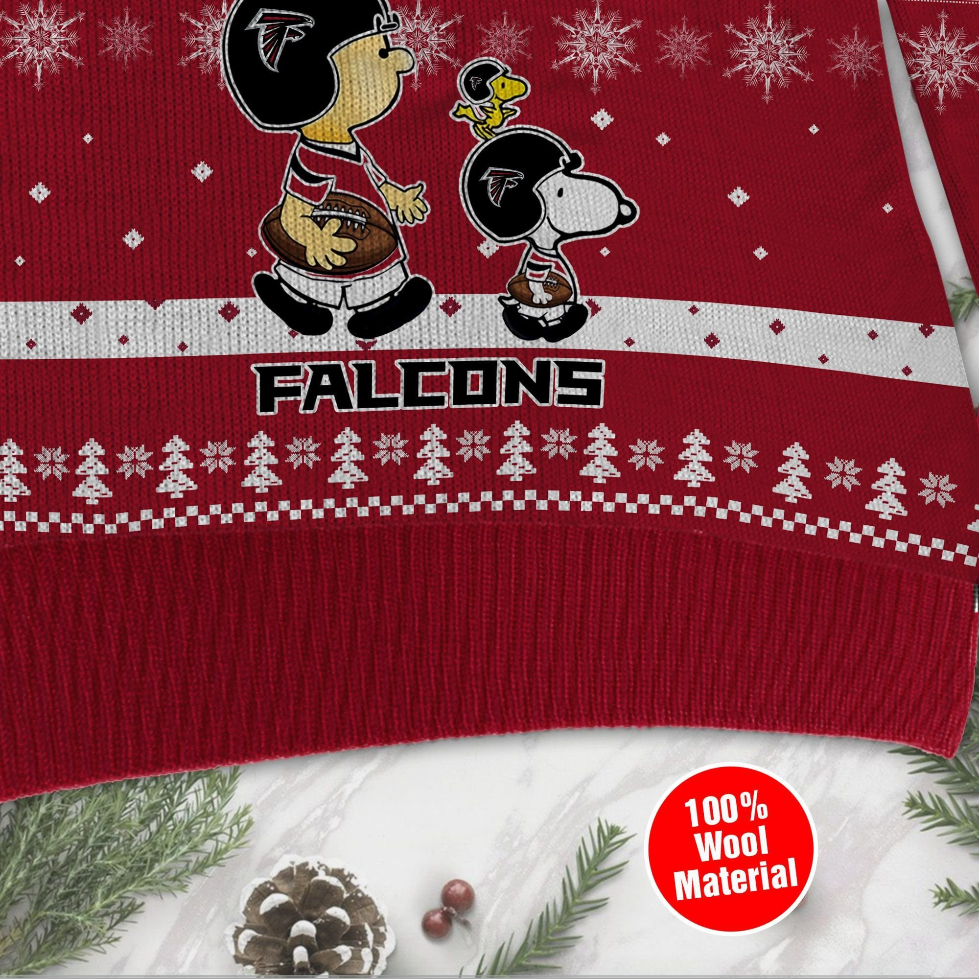 Atlanta Falcons Funny Charlie Brown Peanuts Snoopy Ugly Christmas Sweater Adult 3D Funny Matching for family - Image 4