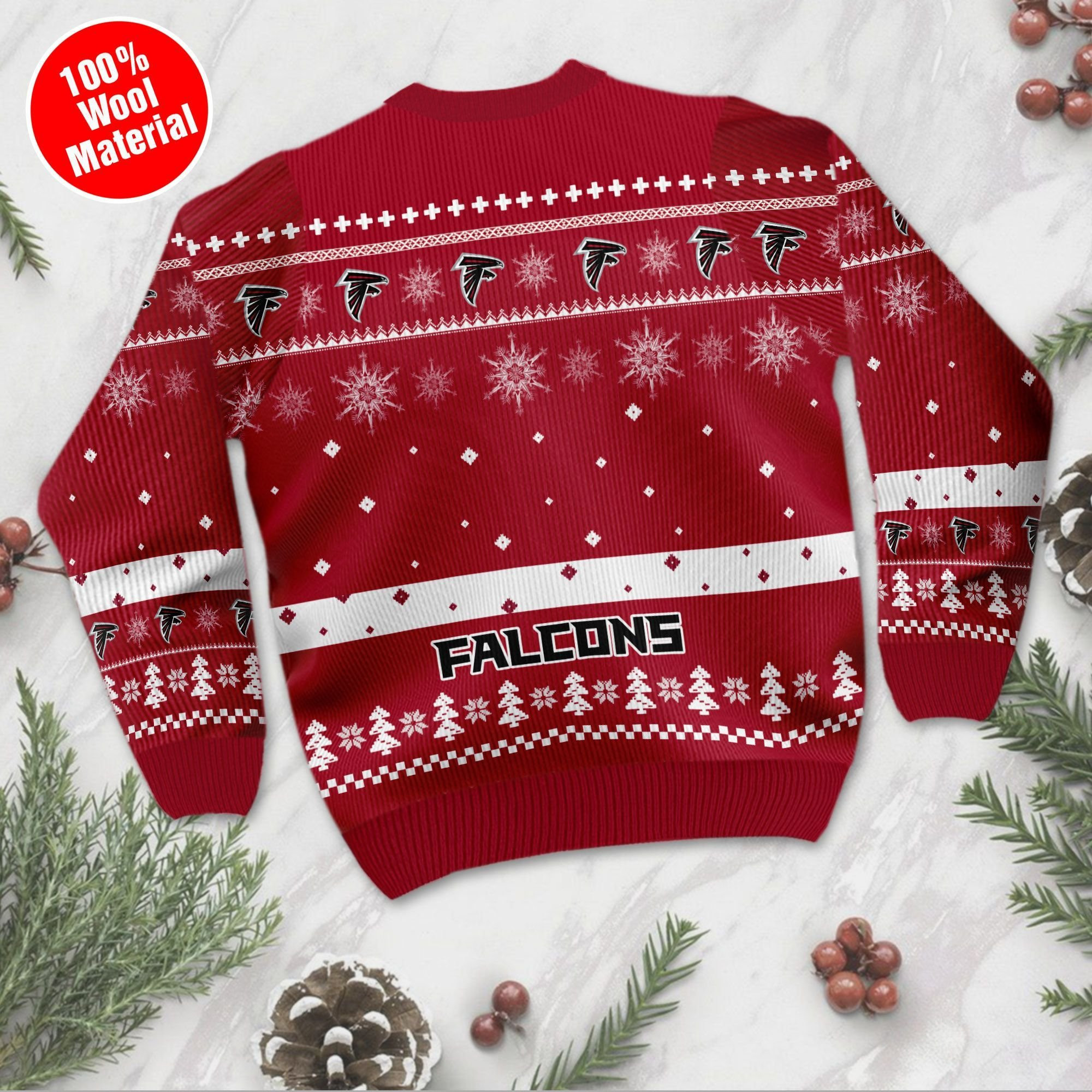 Atlanta Falcons Funny Charlie Brown Peanuts Snoopy Ugly Christmas Sweater Adult 3D Funny Matching for family - Image 3