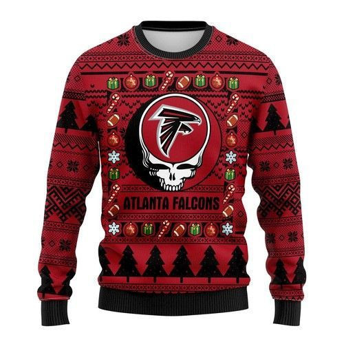 Atlanta Falcons Grateful Dead Ugly Christmas Sweater Adult 3D Funny Matching for family