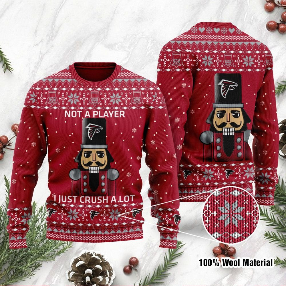 Atlanta Falcons I Am Not A Player I Just Crush Alot Ugly Christmas Sweater Adult 3D Funny Matching for family