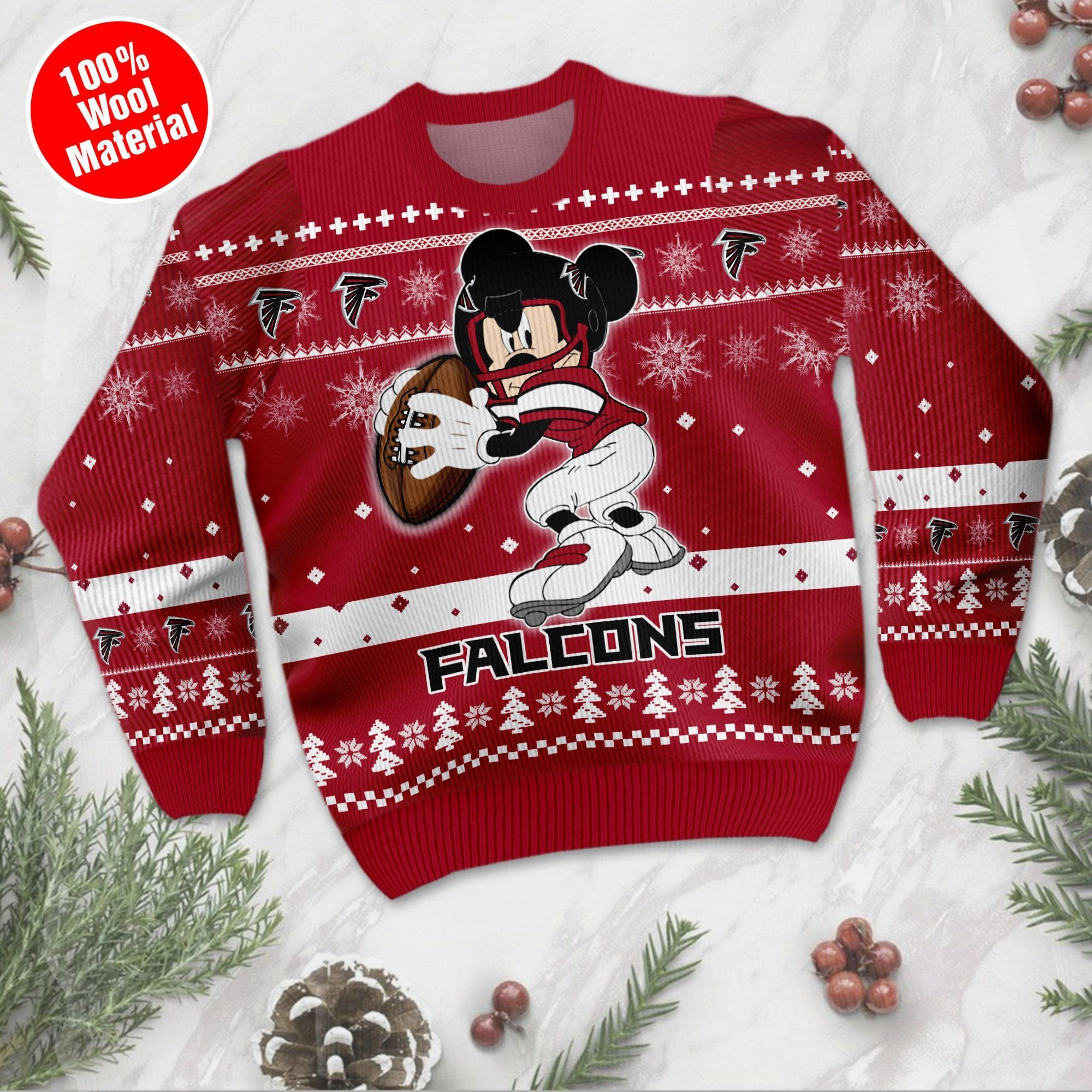 Atlanta Falcons Mickey Mouse Funny Ugly Christmas Sweater Adult 3D Funny Matching for family - Image 2