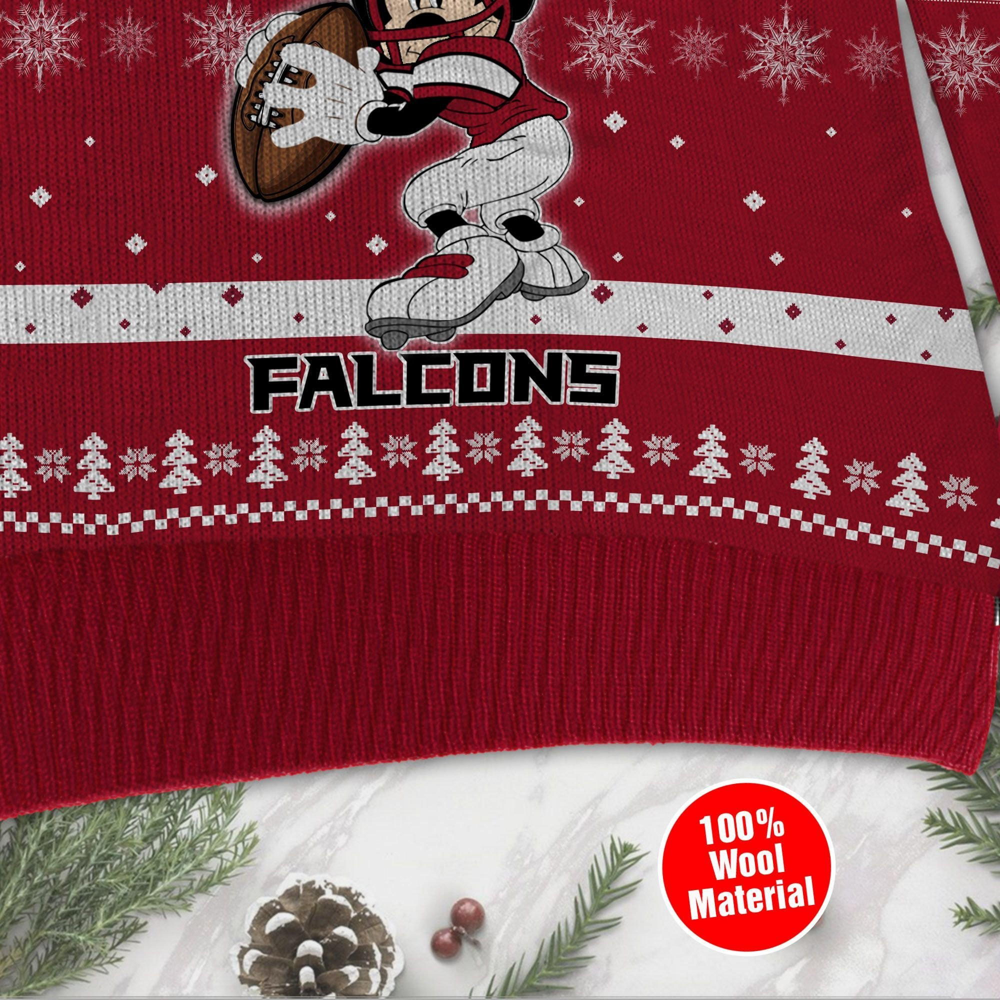 Atlanta Falcons Mickey Mouse Funny Ugly Christmas Sweater Adult 3D Funny Matching for family - Image 4