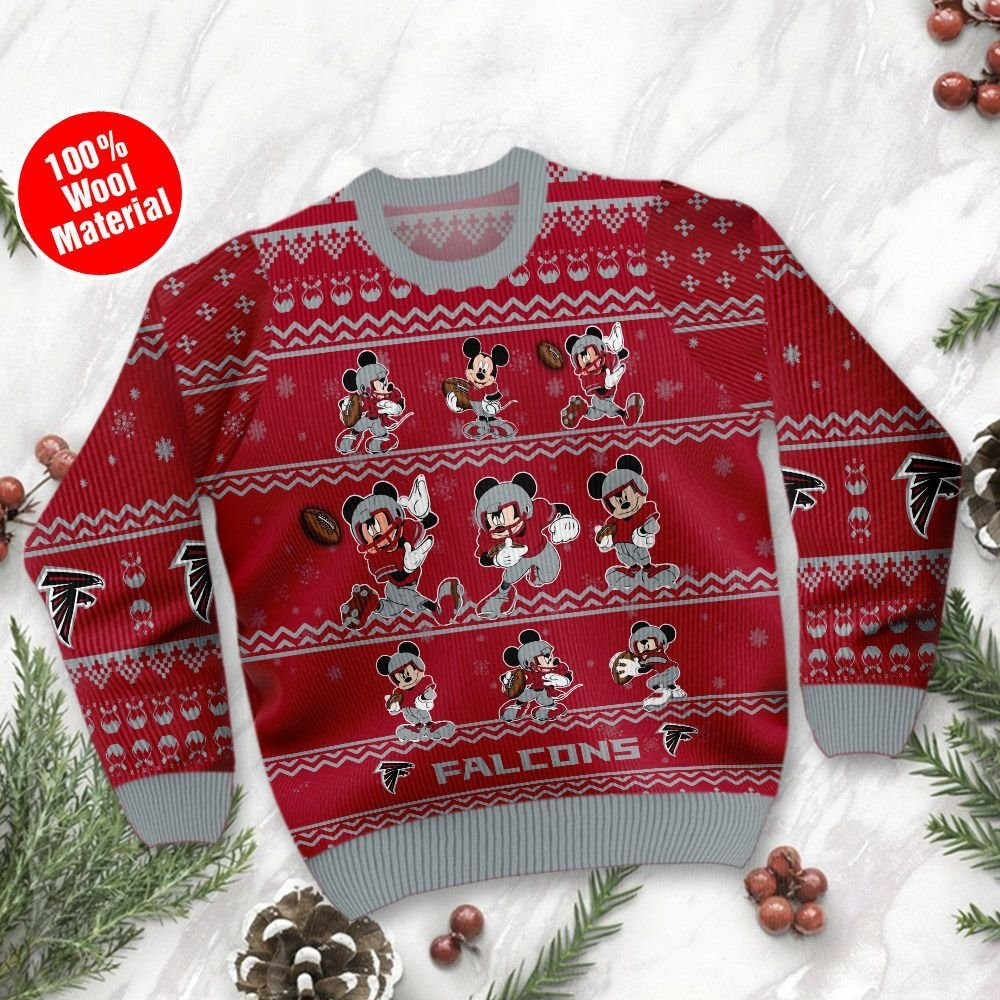 Atlanta Falcons Mickey Mouse Ugly Christmas Sweater Adult 3D Funny Matching for family - Image 2